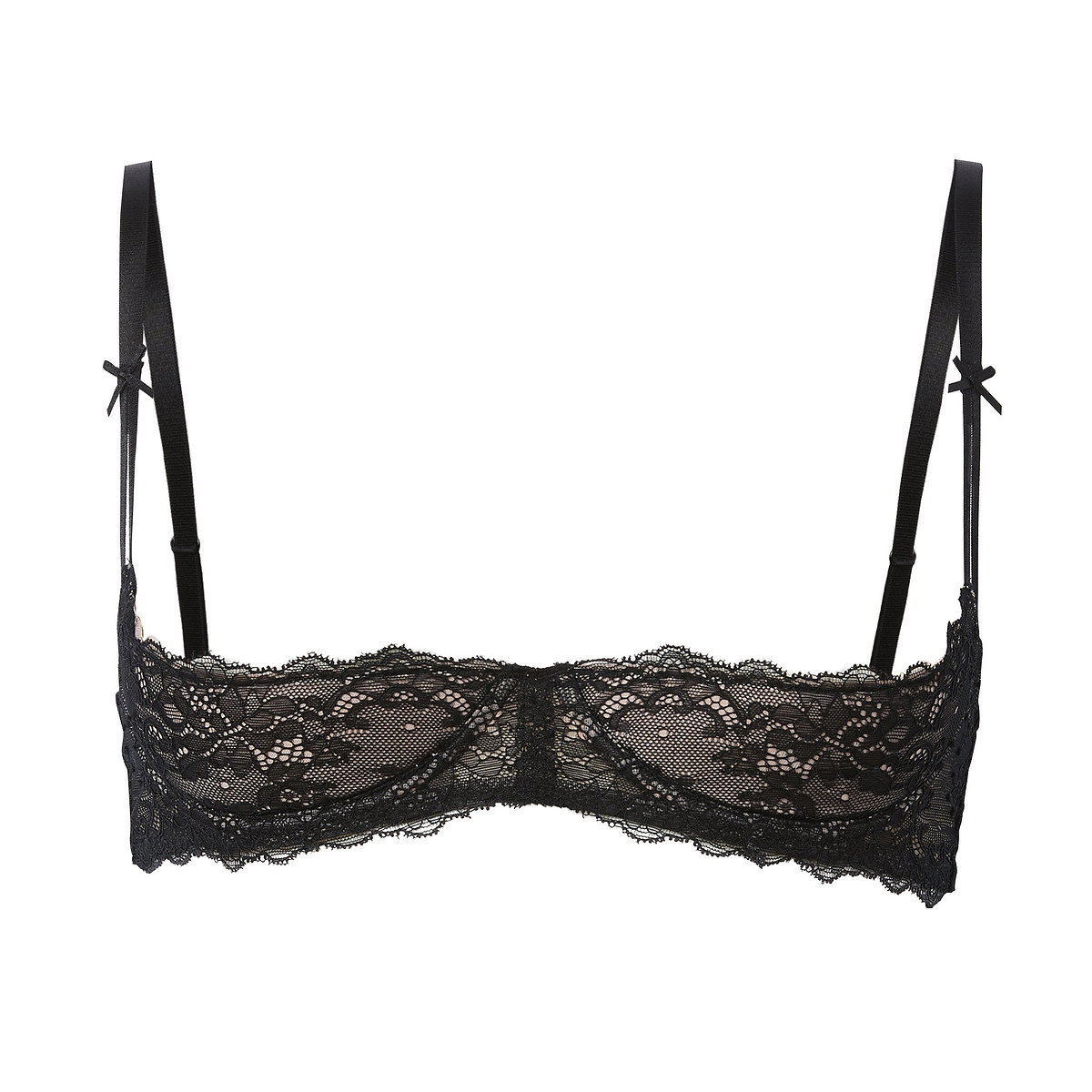 Lace peekaboo bra black/skin tone Suite Privee