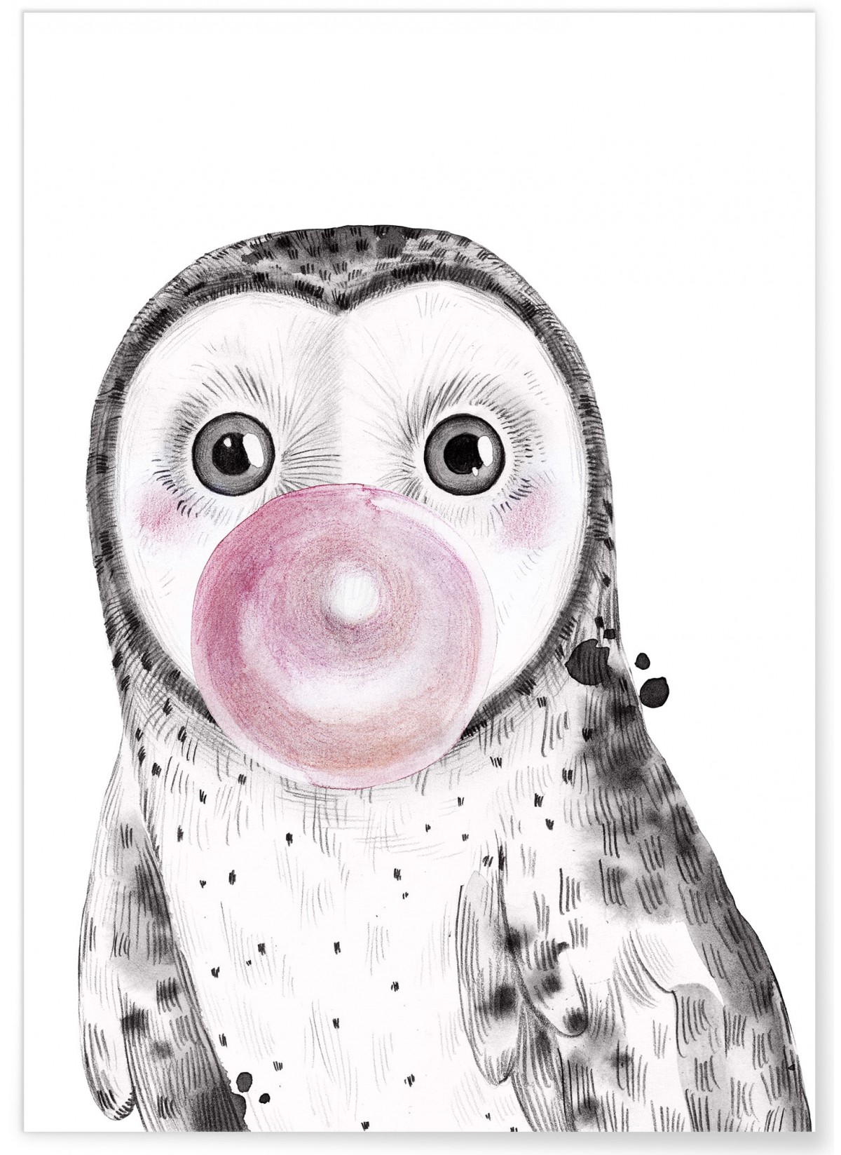 Affiche 'Bulle de Chouette Rose', L'AFFICHERIE