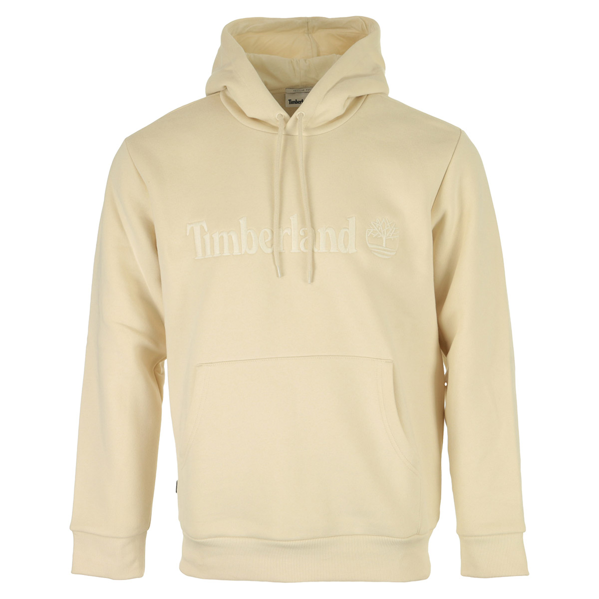 Sweat à capuche en coton vert à coupe droite avec le nom de la marque brodé, TIMBERLAND