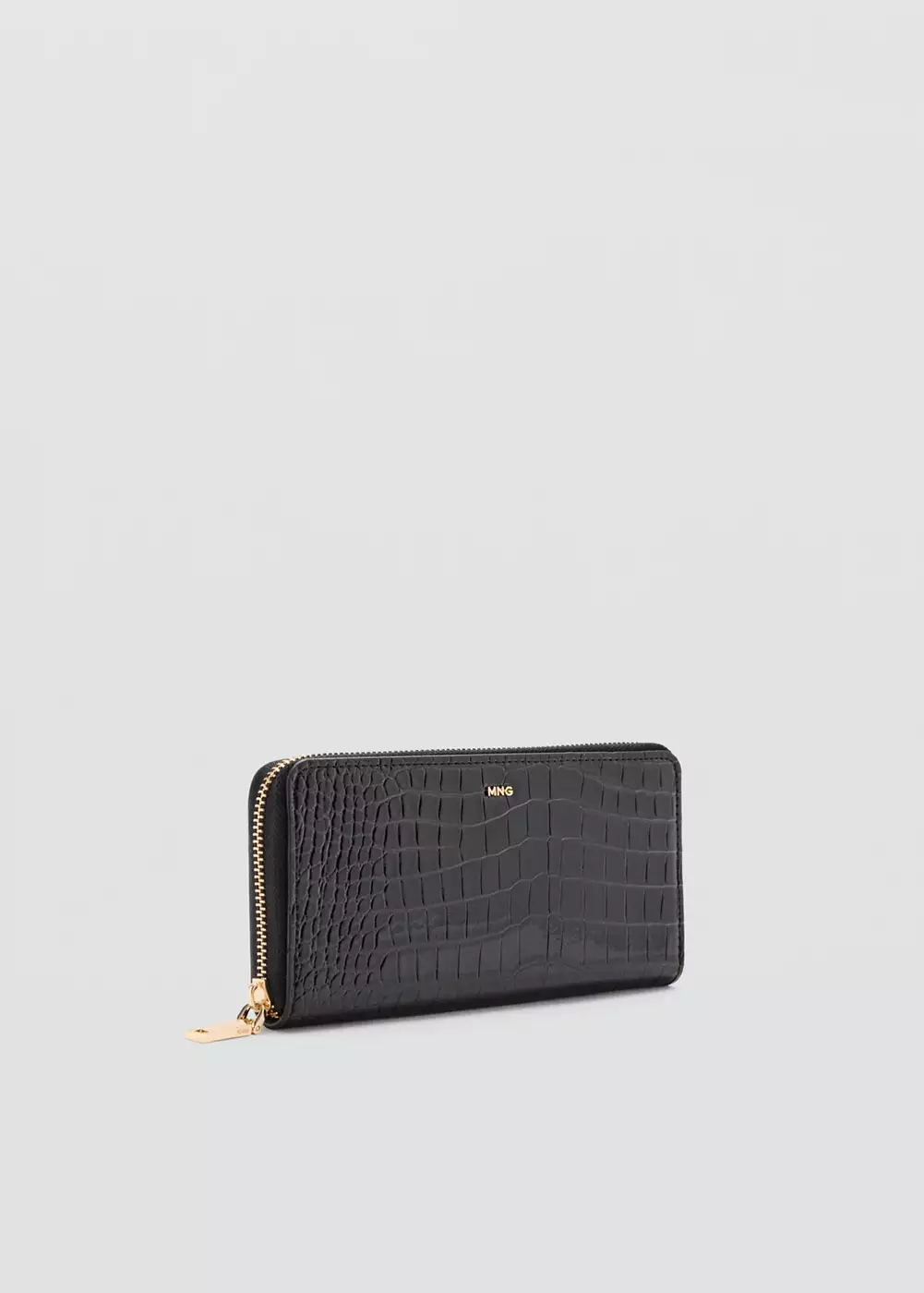 Grand portefeuille effet croco brillant, MANGO