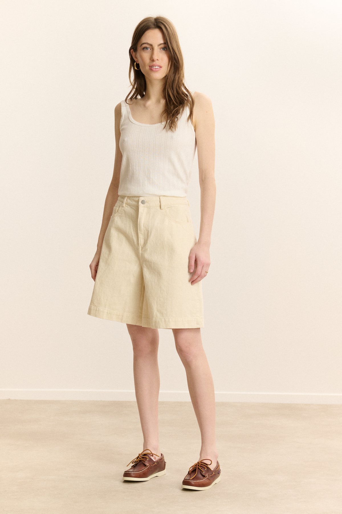 Bermuda droit taille haute en denim VOSGES, GARANCE PARIS