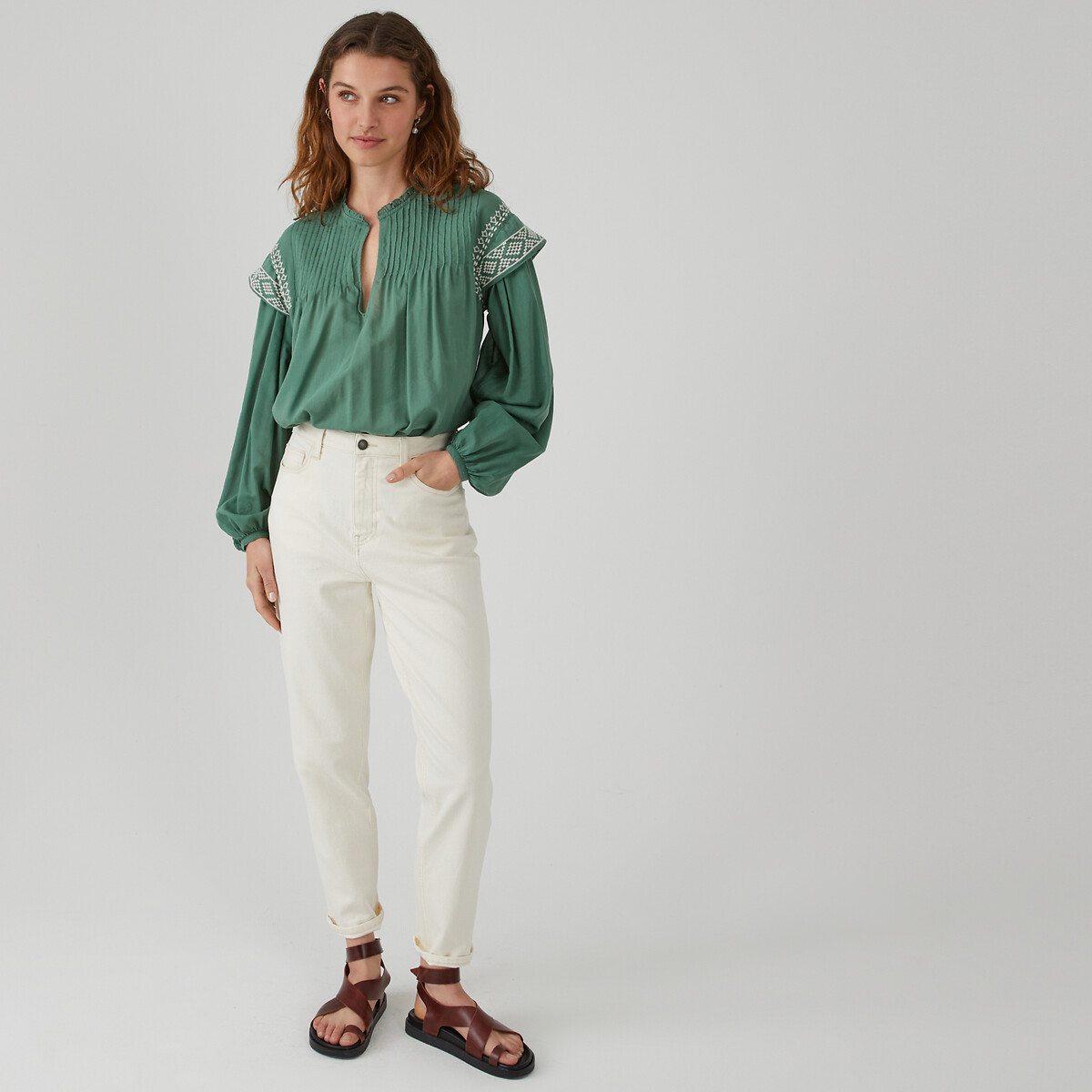 La Redoute Collections Sandalias de cuña de piel con correas — foto 6