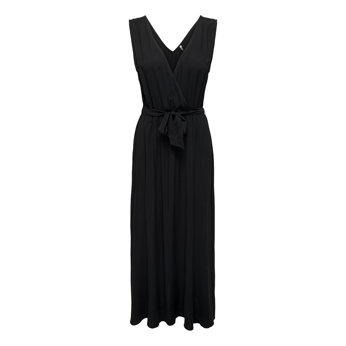 Sleeveless maxi dress with tie-waist, black, Only Tall | La Redoute