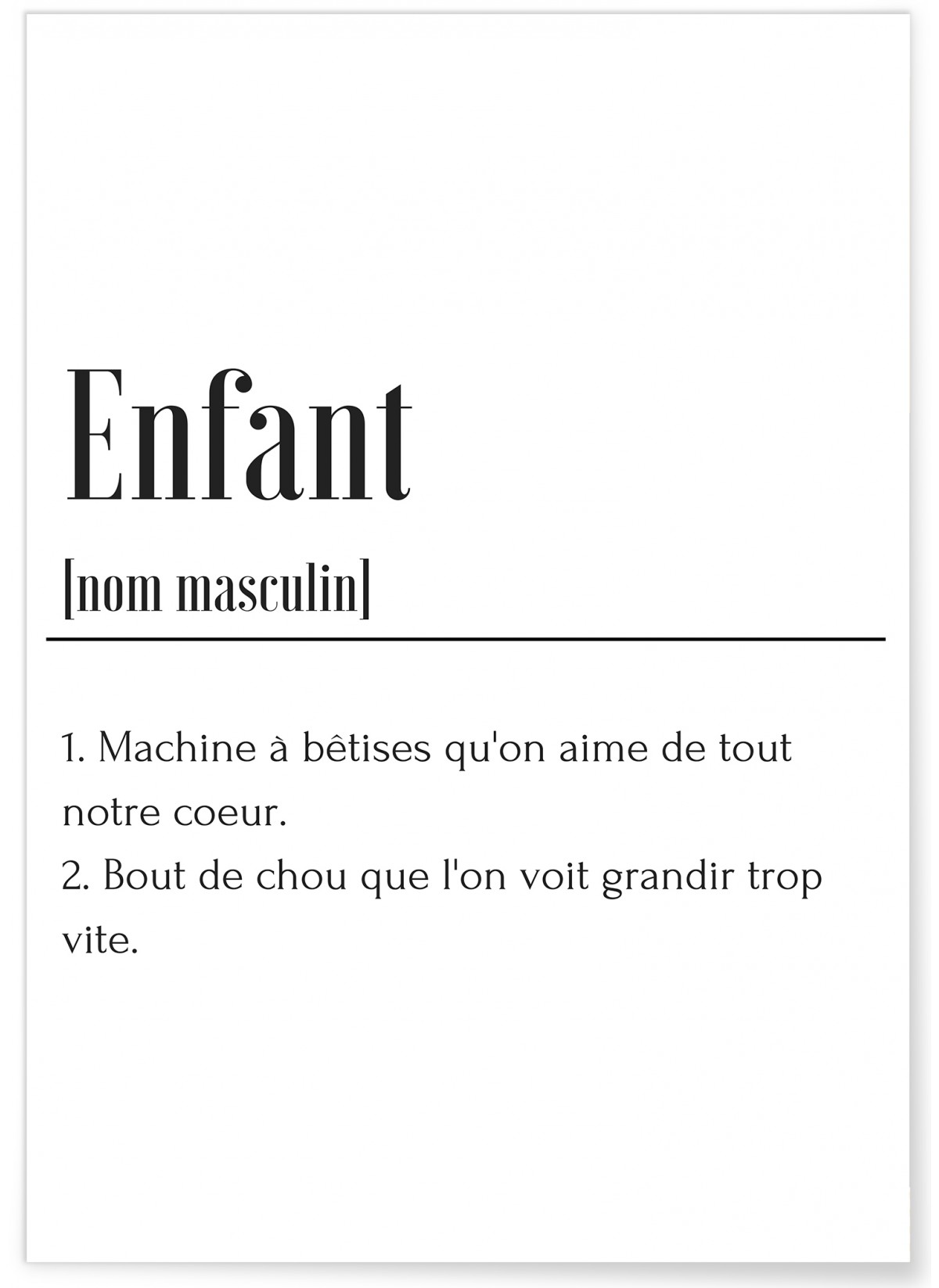 Affiche Définition Enfant, L'AFFICHERIE