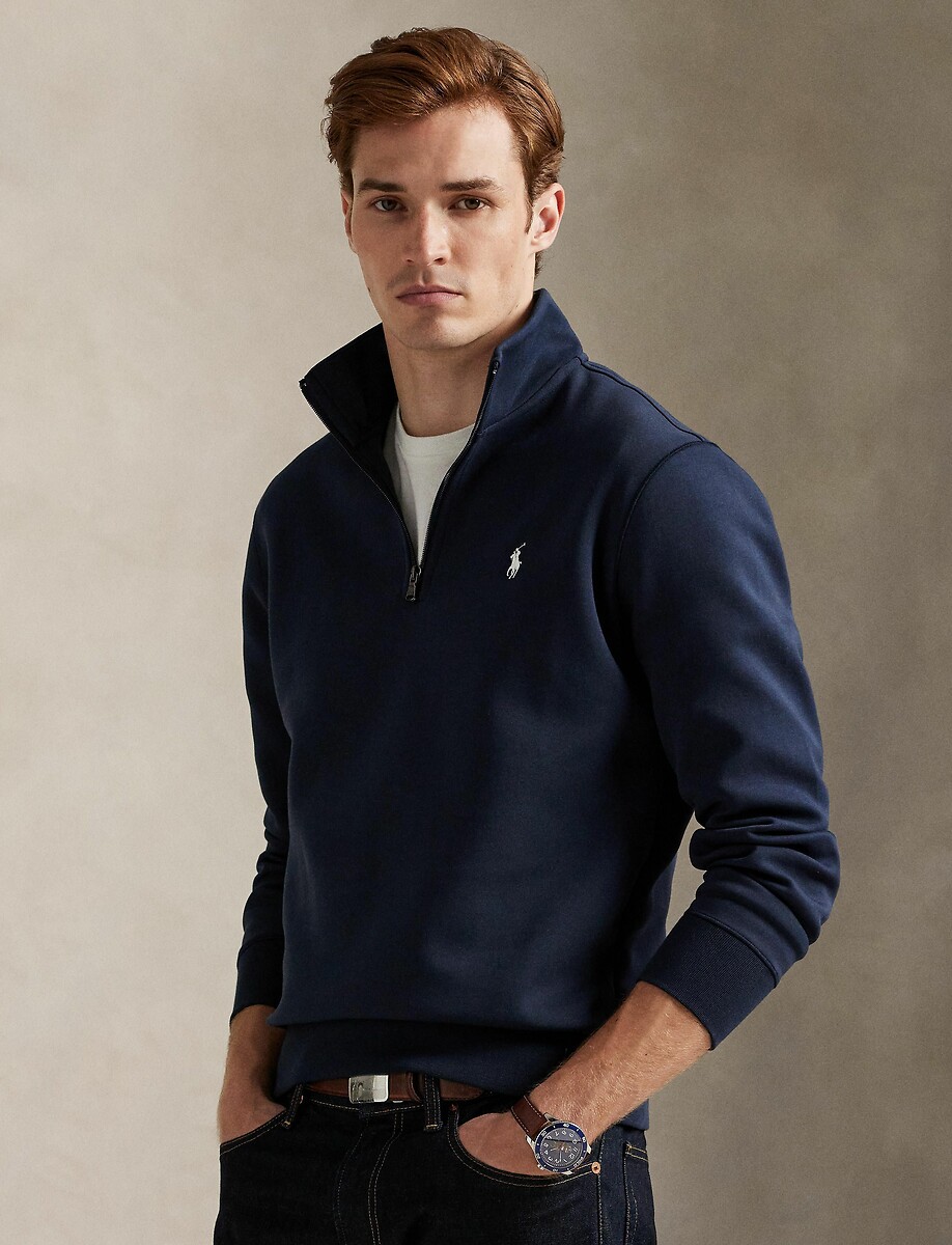 Felpa con mezza zip in tessuto tecnico double knit, POLO RALPH LAUREN
