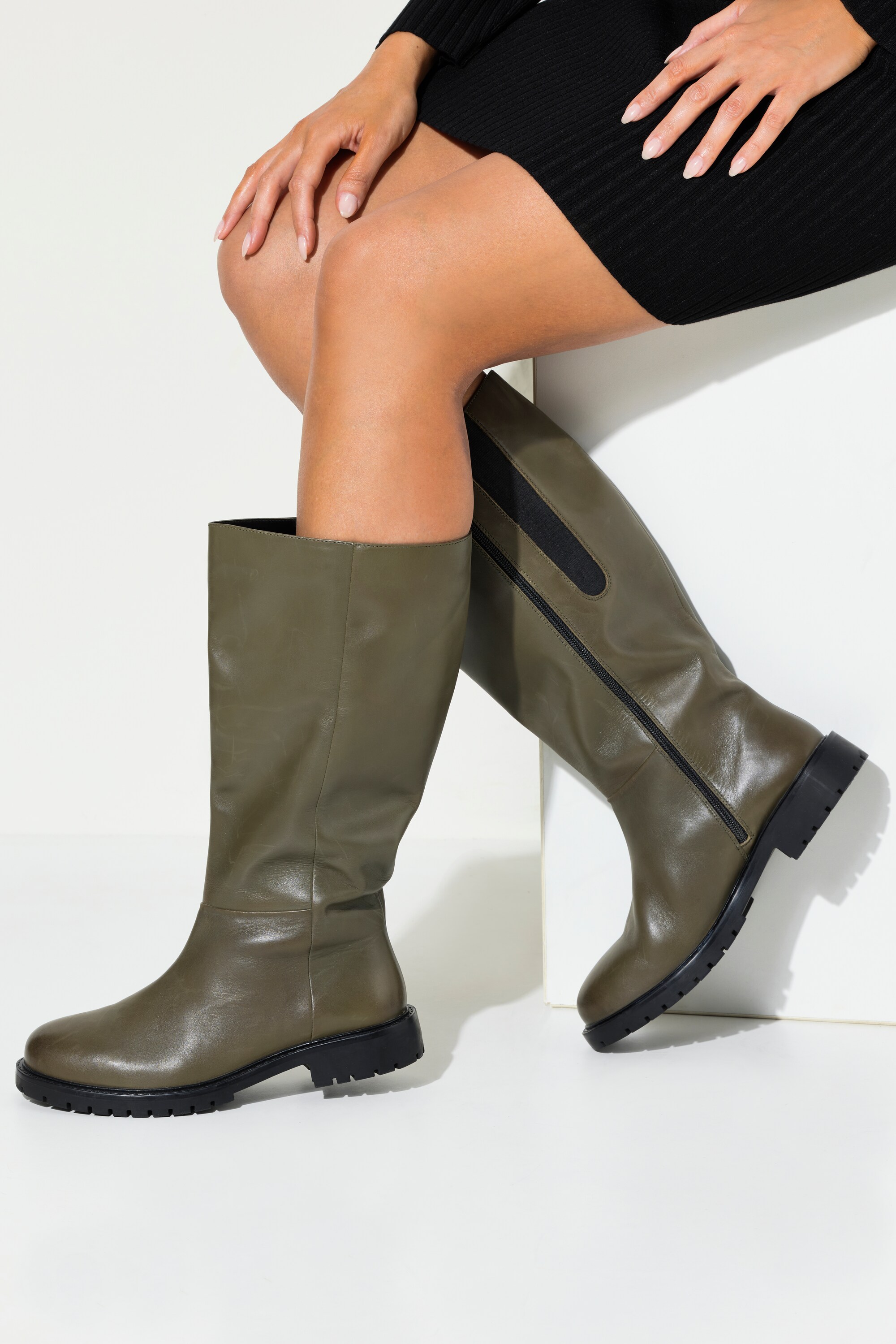 Bottes en cuir, tige XXL - largeur H , pied large, ULLA POPKEN