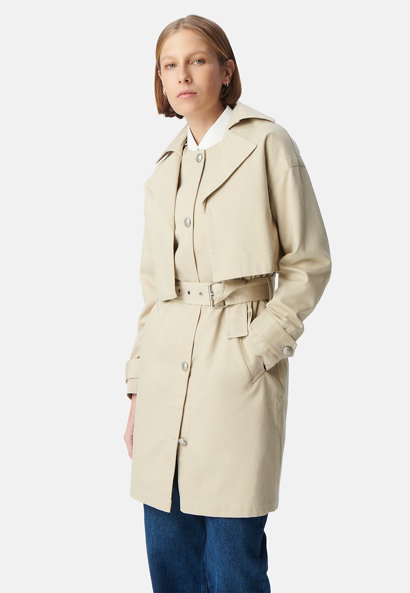 Trench ceinturé mi-long, 2 en 1, veste amovible