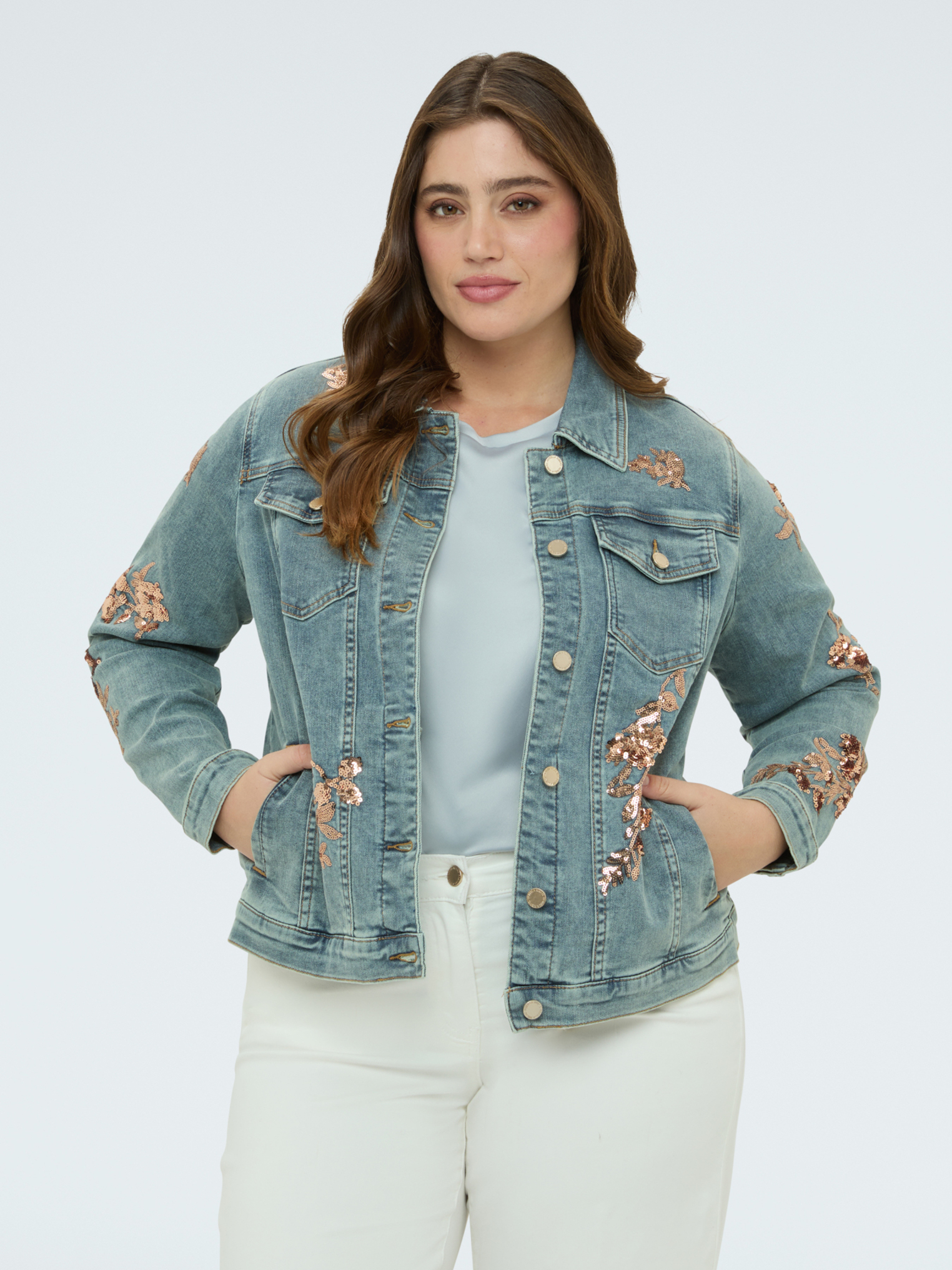 Veste avec broderies florales en paillettes, FIORELLA RUBINO