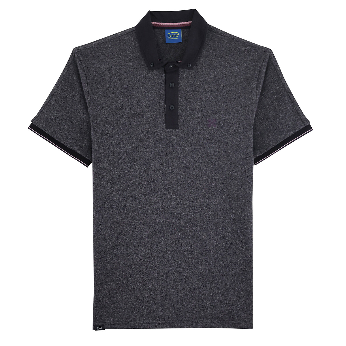 Mottled Cotton Mix Polo Shirt in Jersey with Short Sleeves