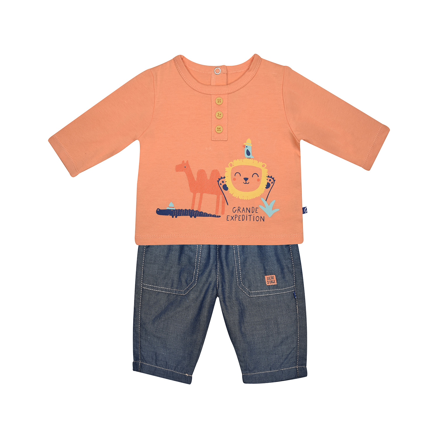 Tee shirt pantalon gaetan manches longues naissance, SUCRE D'ORGE