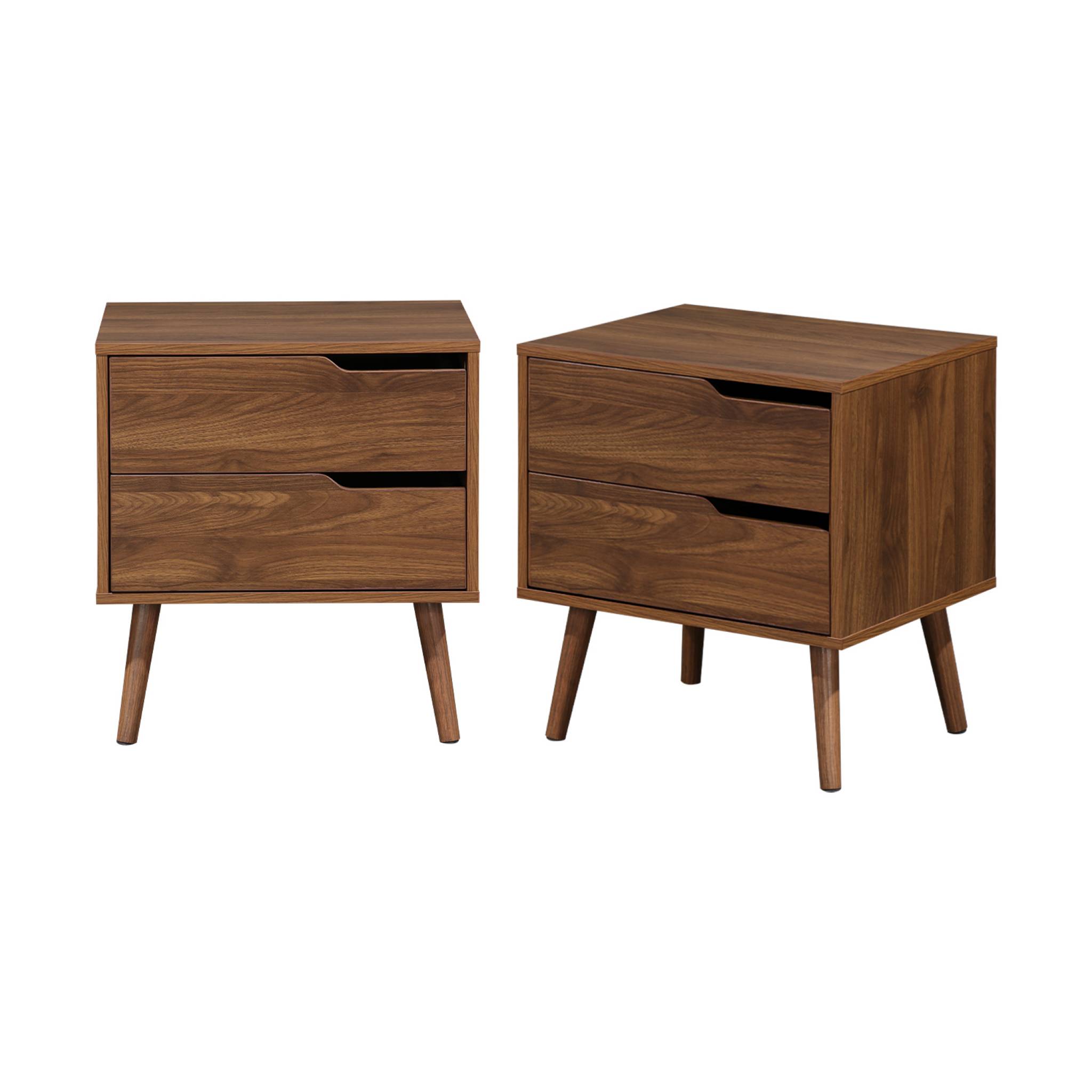 Table de chevet décor bois teinté noyer 2 tiroirs (lot de 2) NEPAL, SWEEEK