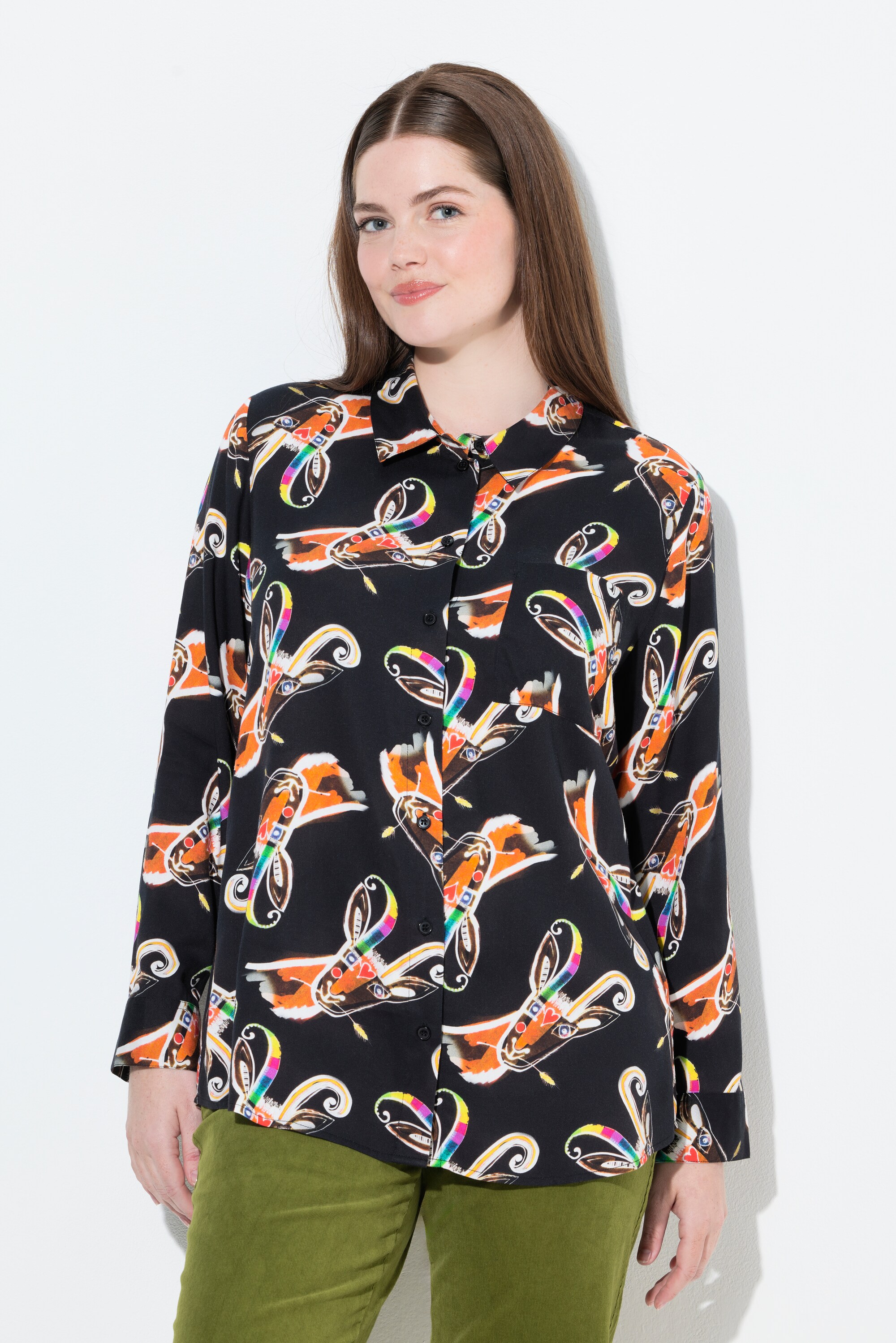 Chemisier imprimé champêtre, col chemise, ULLA POPKEN