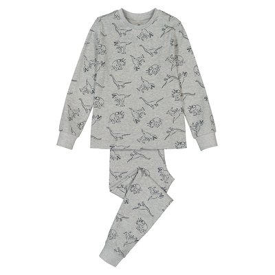 Dinosaur Print Pyjamas in Ribbed Cotton Mix LA REDOUTE COLLECTIONS