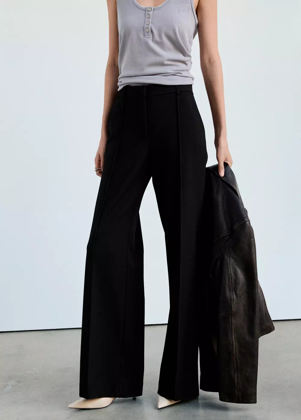 Pantalon flare coutures, MANGO