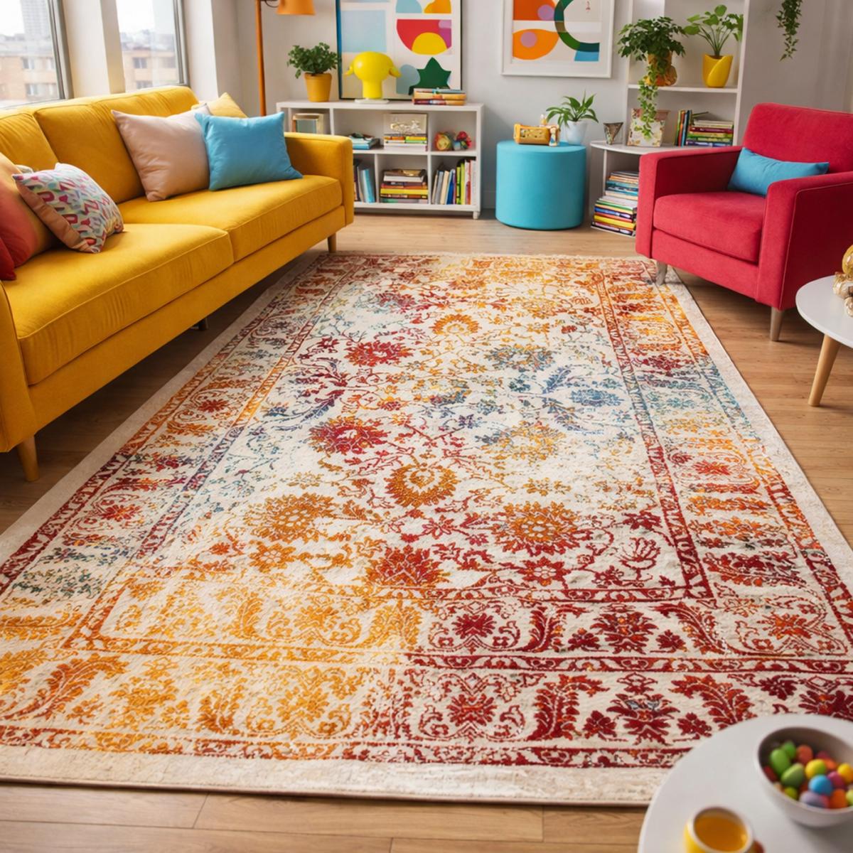 Tapis oriental tissé motif ancestral DESTRUCT 1, UN AMOUR DE TAPIS