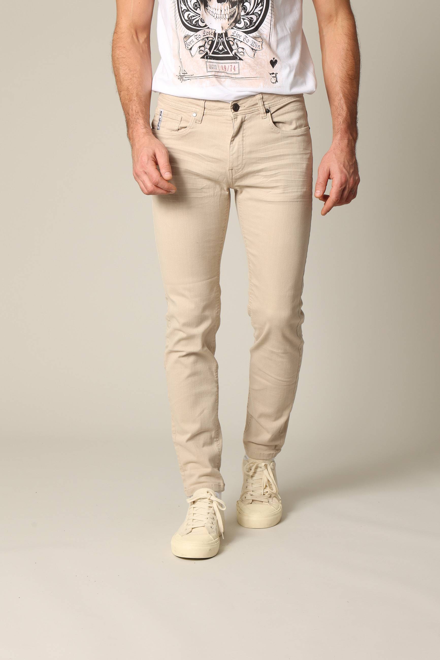 Pantalon greige en jean avec braguette à fermeture à glissière CARLOS, DEELUXE