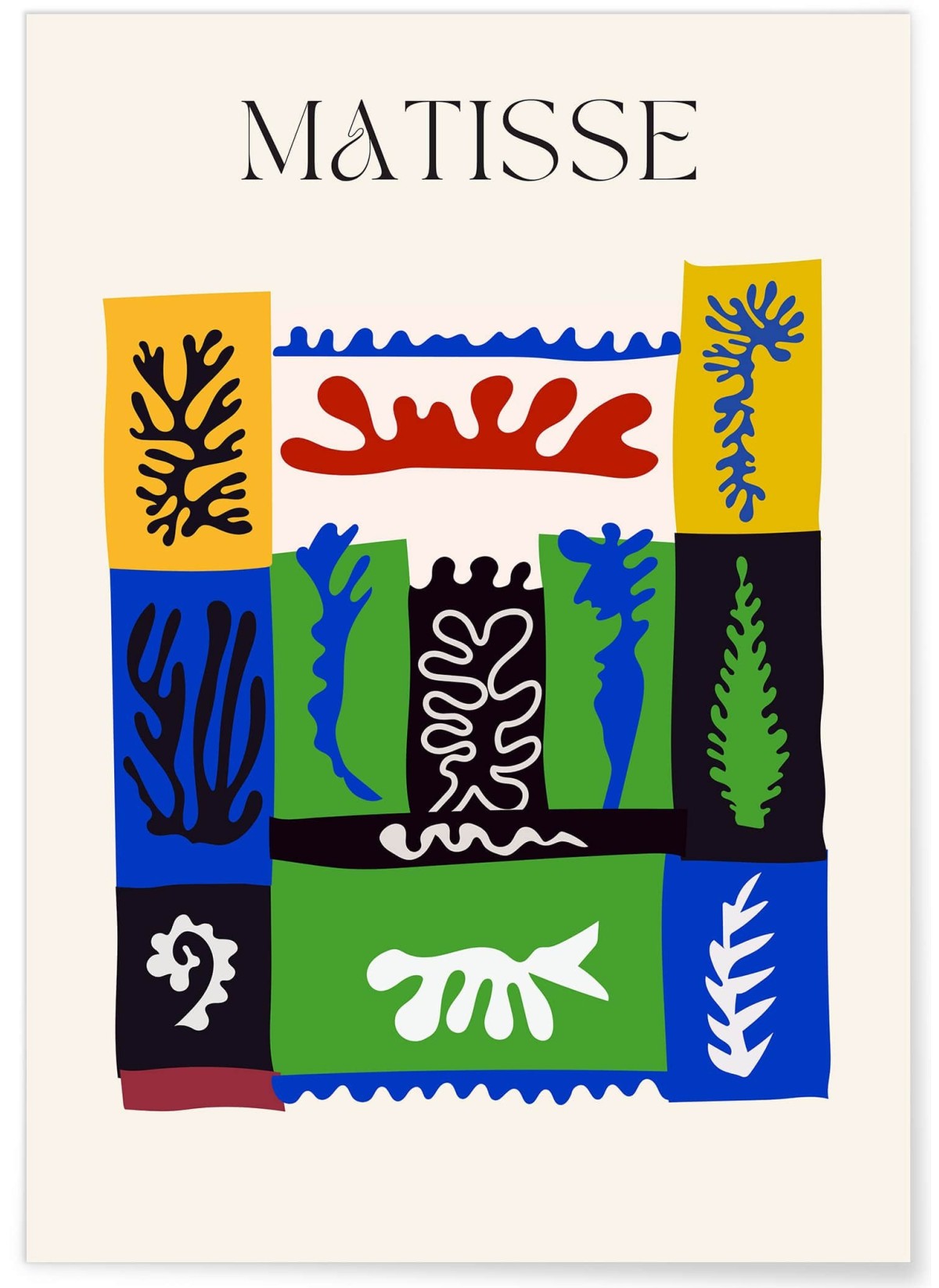 Affiche Matisse 'Composition Abstraite' – Bleu, rouge et noir, L'AFFICHERIE