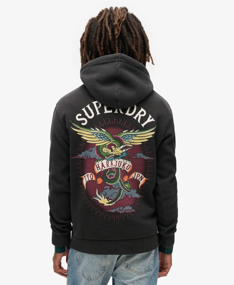 Sweat à capuche à motif tatouage, SUPERDRY