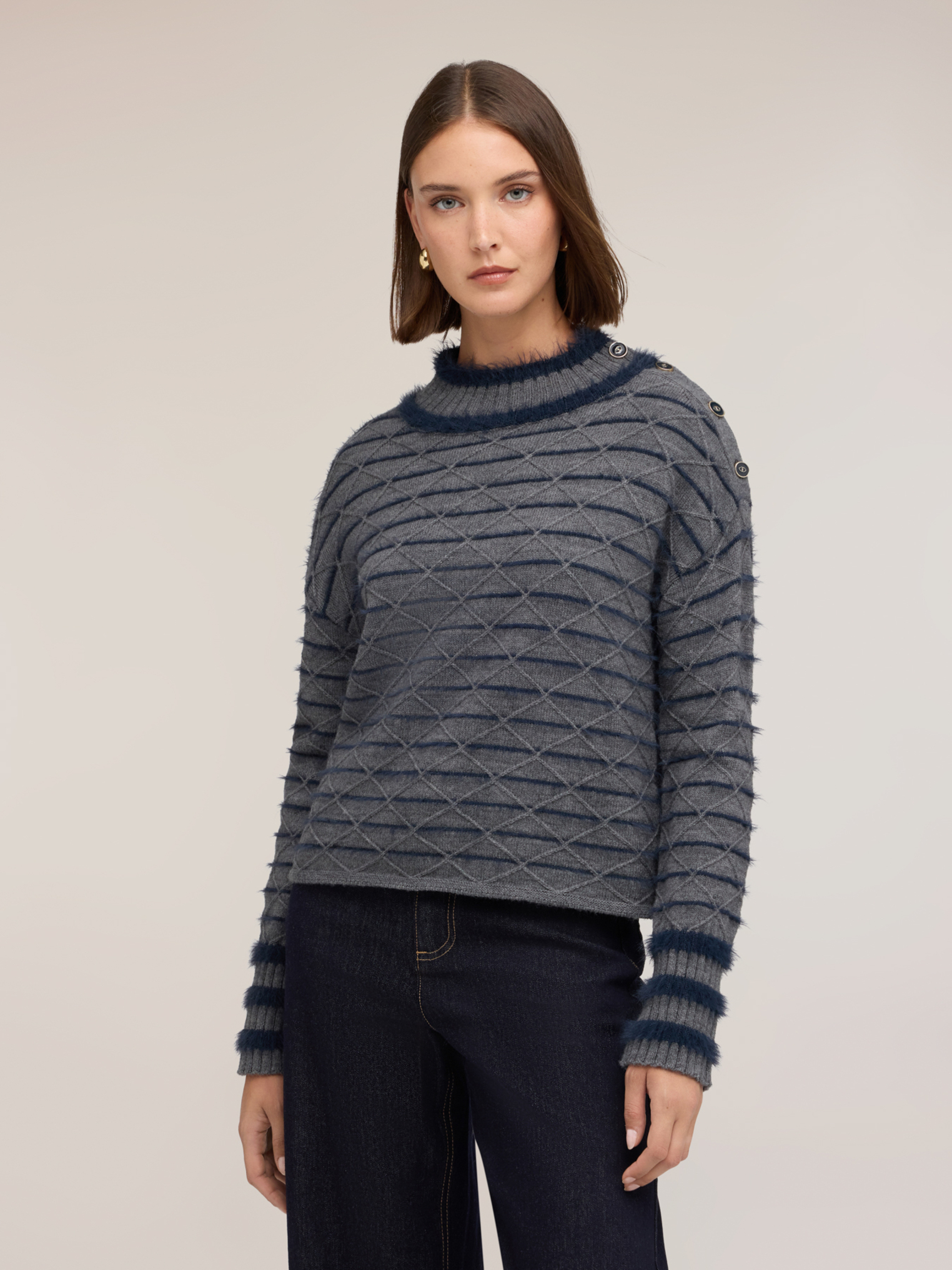 Pull jacquard à boutons, MOTIVI