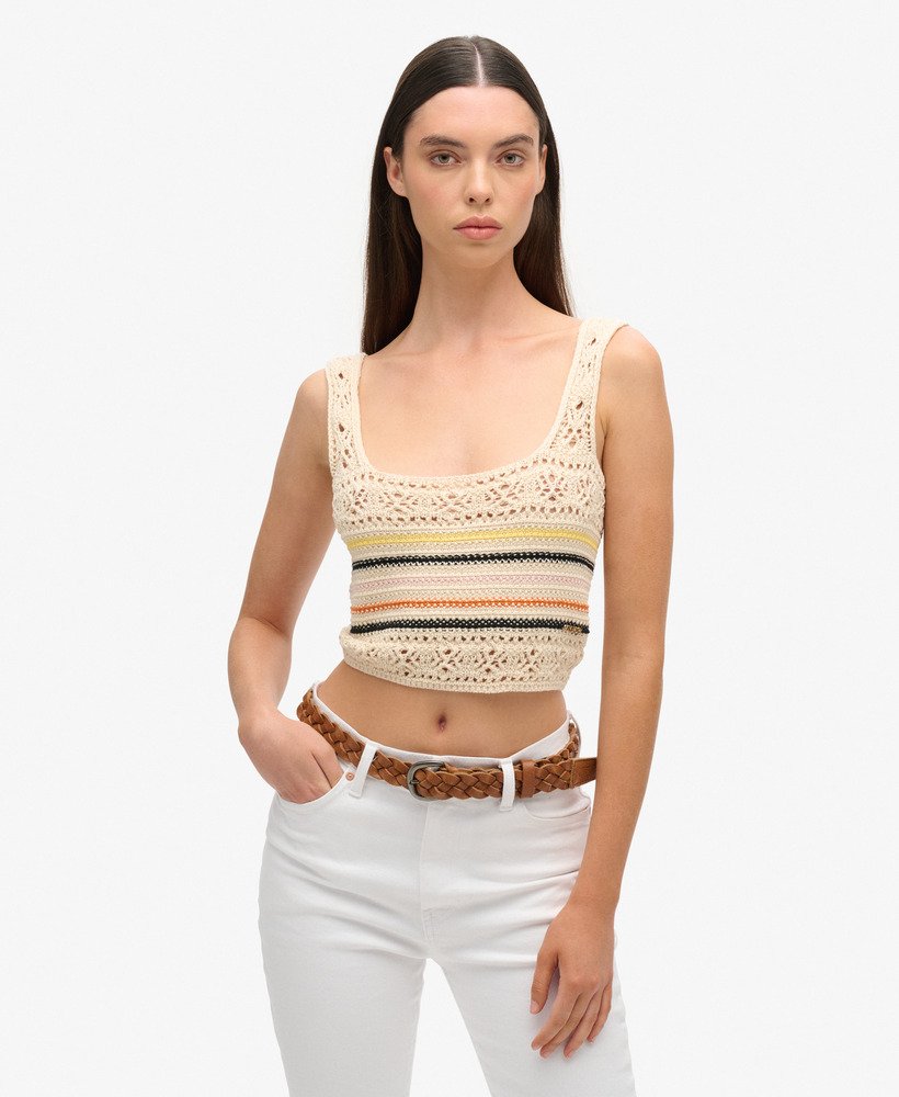 Débardeur court en crochet à lacets, SUPERDRY