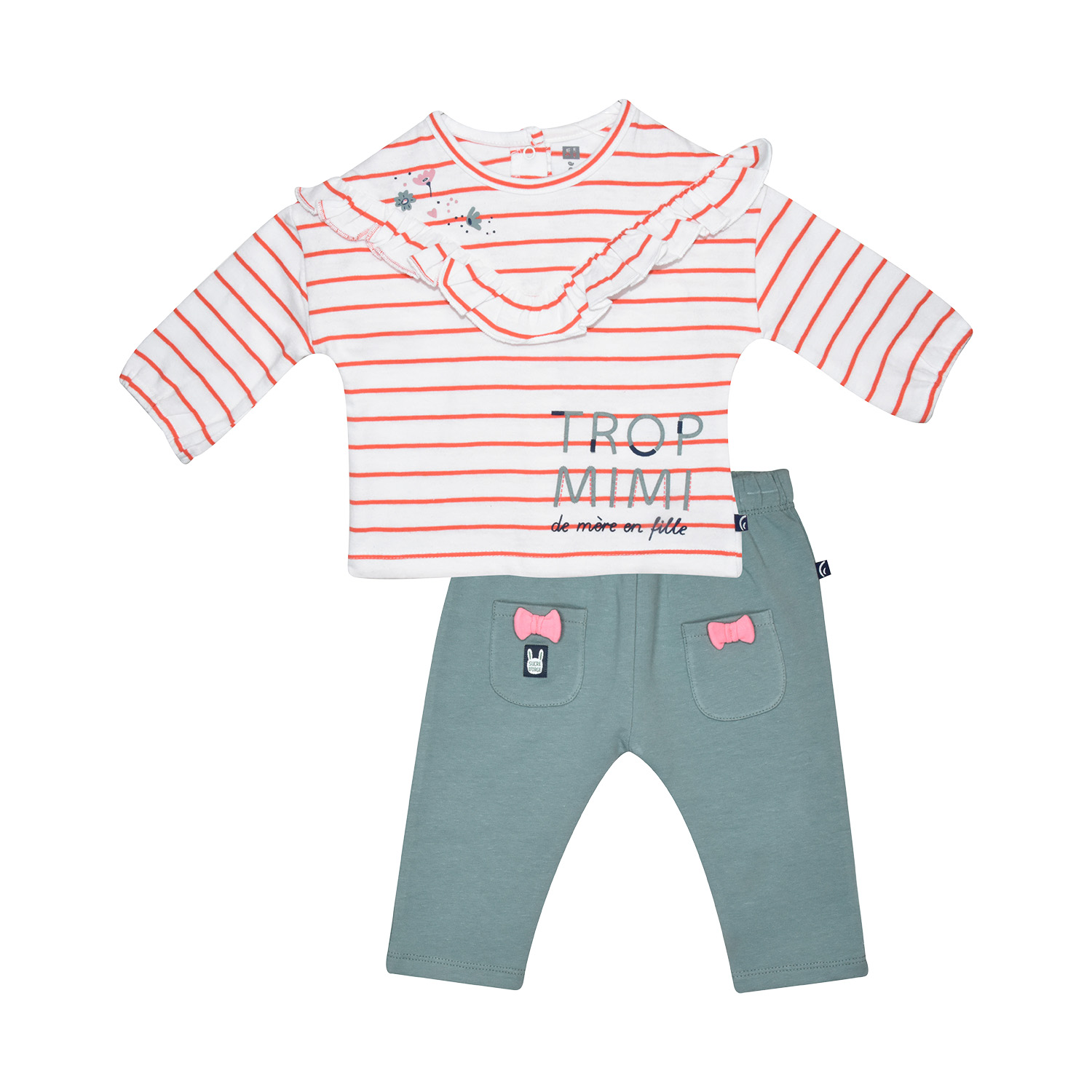 Ensemble tee shirt pantalon germandree maille bebe, SUCRE D'ORGE