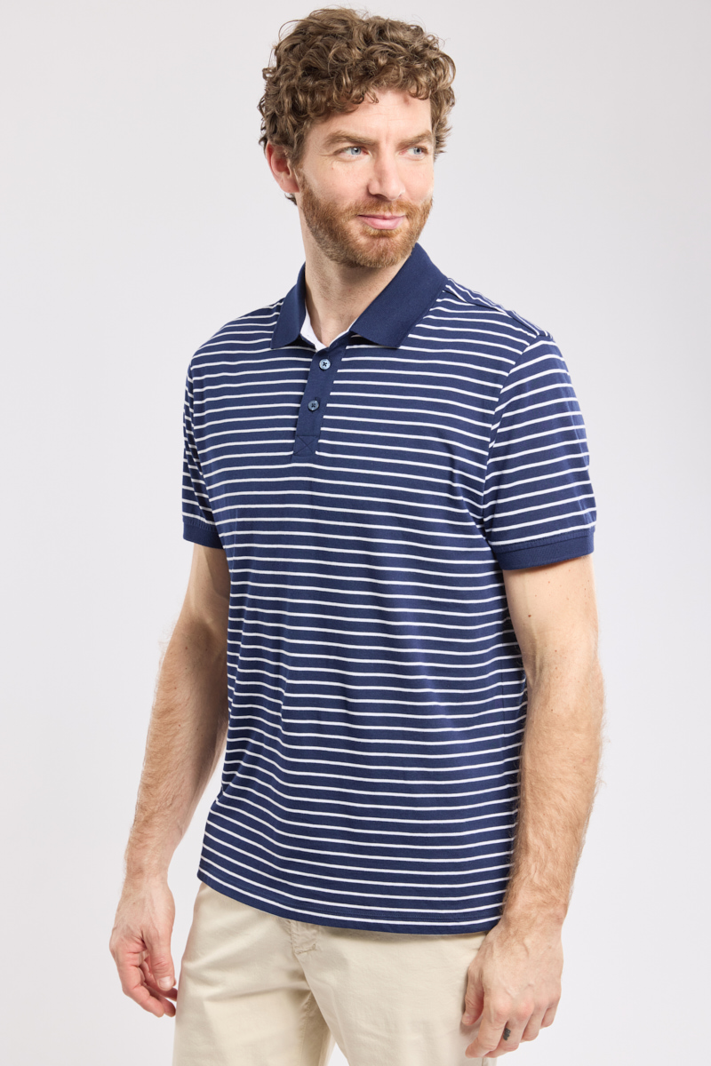 Polo rayé en coton léger, GUY DE BERAC