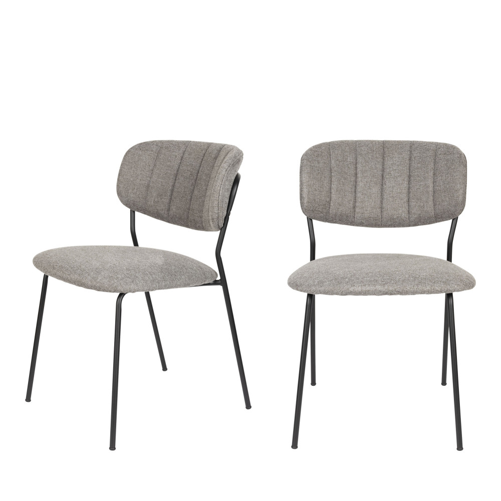 Lot de 2 chaises en tissu et métal pieds noirs- JOLIEN, DRAWER