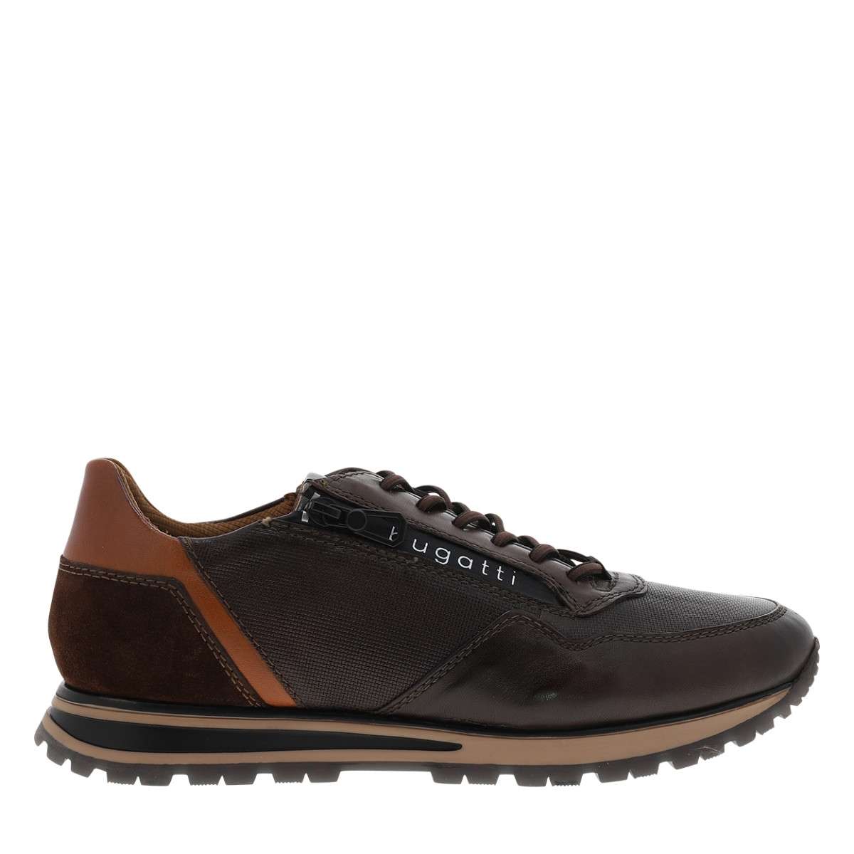 Sneakers cuir talon plat, BUGATTI