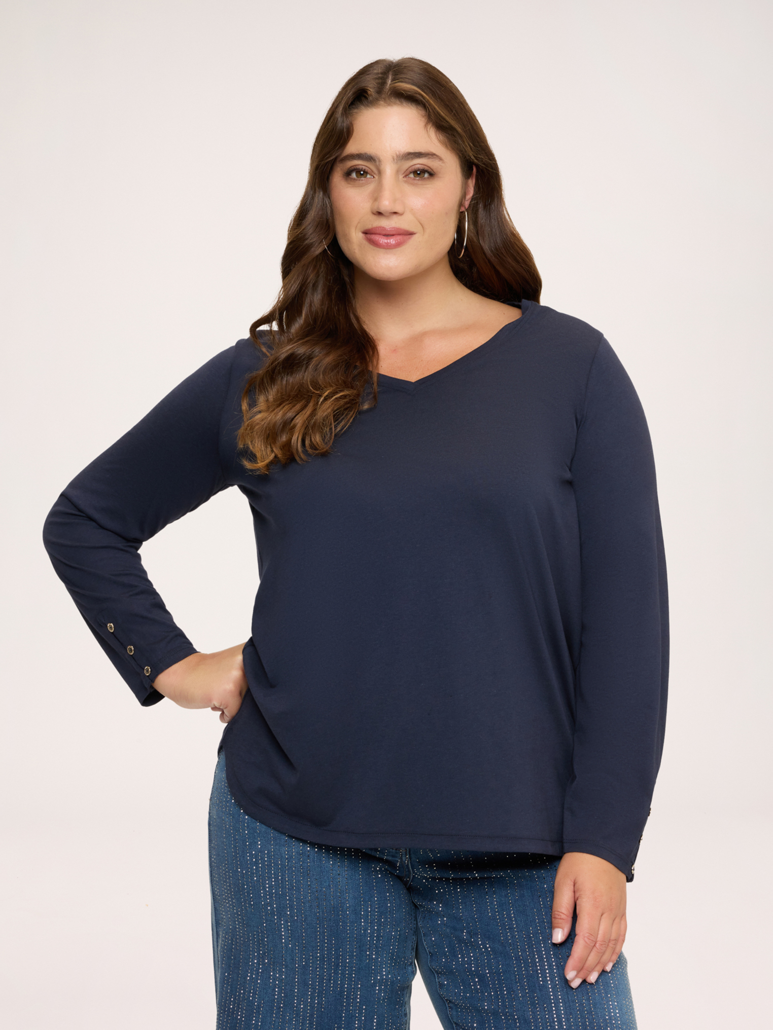 T-shirt avec petits boutons aux poignets, FIORELLA RUBINO