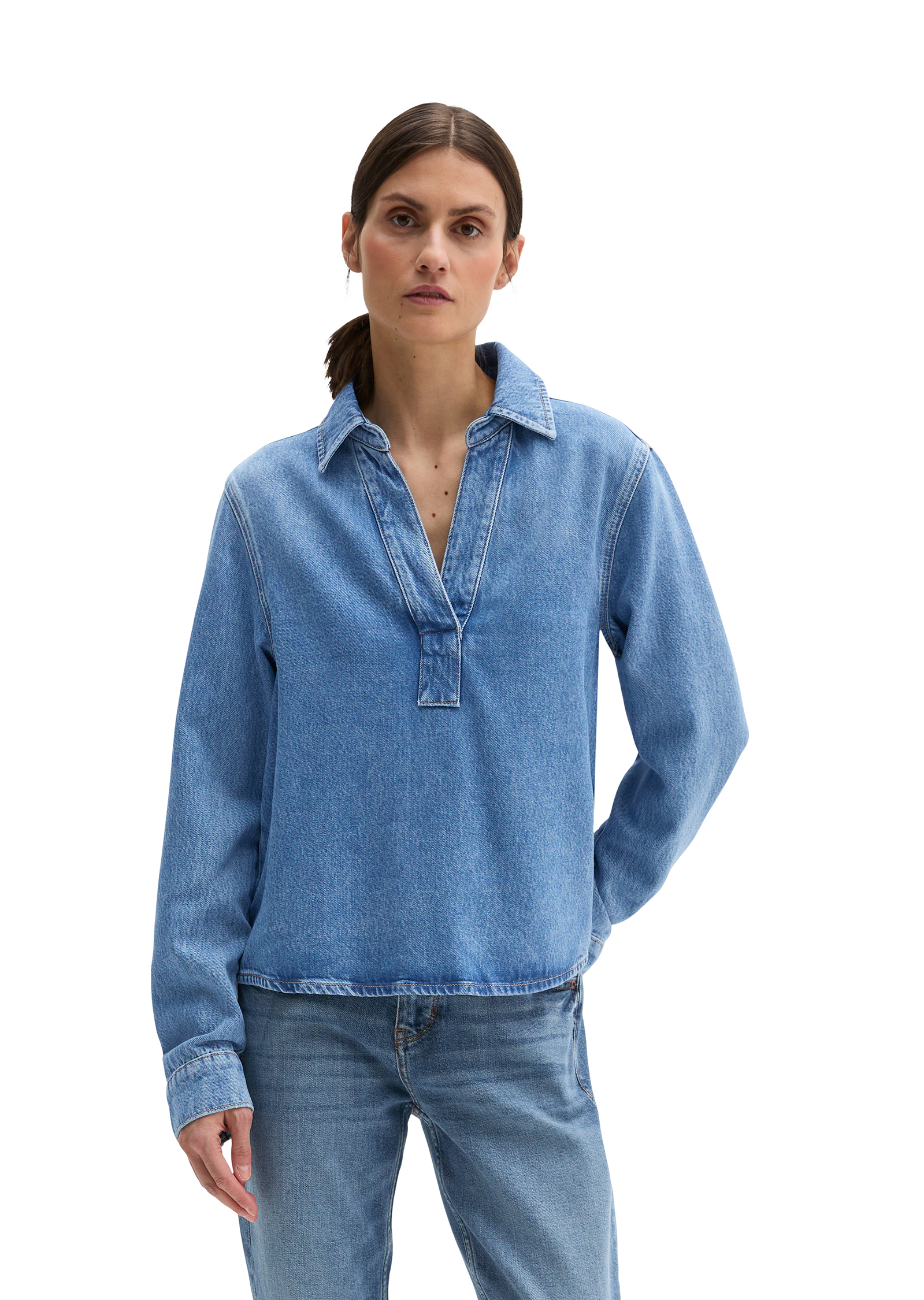Tunique-blouse en jean relaxed en mélange TENCEL™ Lyocell, MARC O'POLO