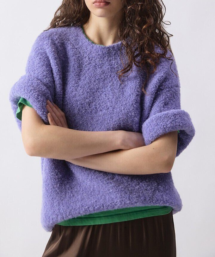 Zolly Loose Fit Jumper with Crew Neck and Short Sleeves, AMERICAN VINTAGE