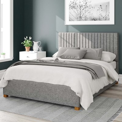 Vertically Padded Design Headboard Twill/Knit Ottoman Storage Bed SO'HOME