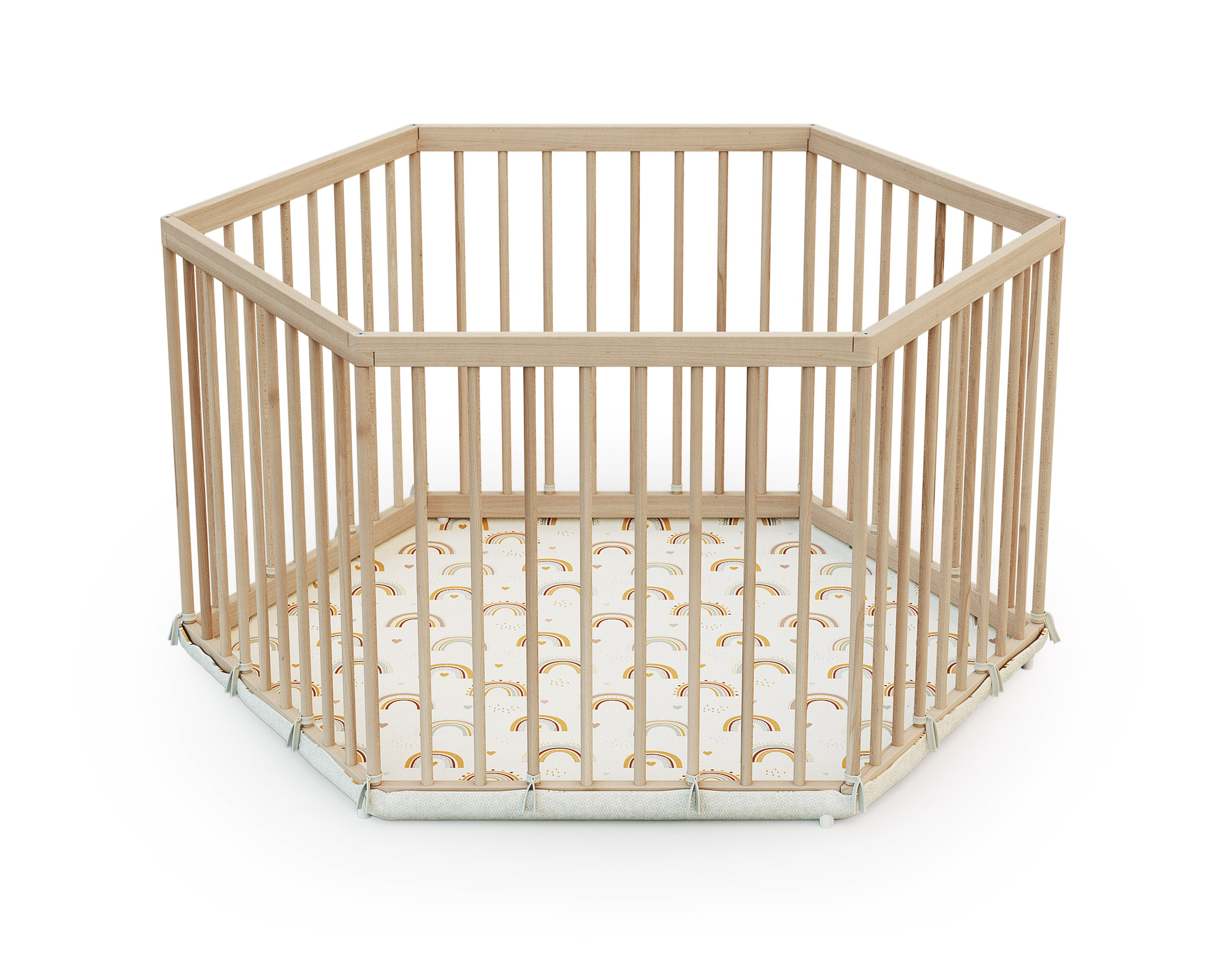 Parc bébé en bois hexagonal, WEBABY