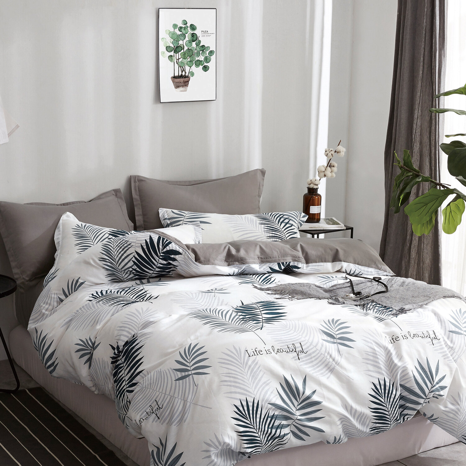 Parure housse de couette taie à volant coton, Libful, C DESIGN HOME TEXTILE