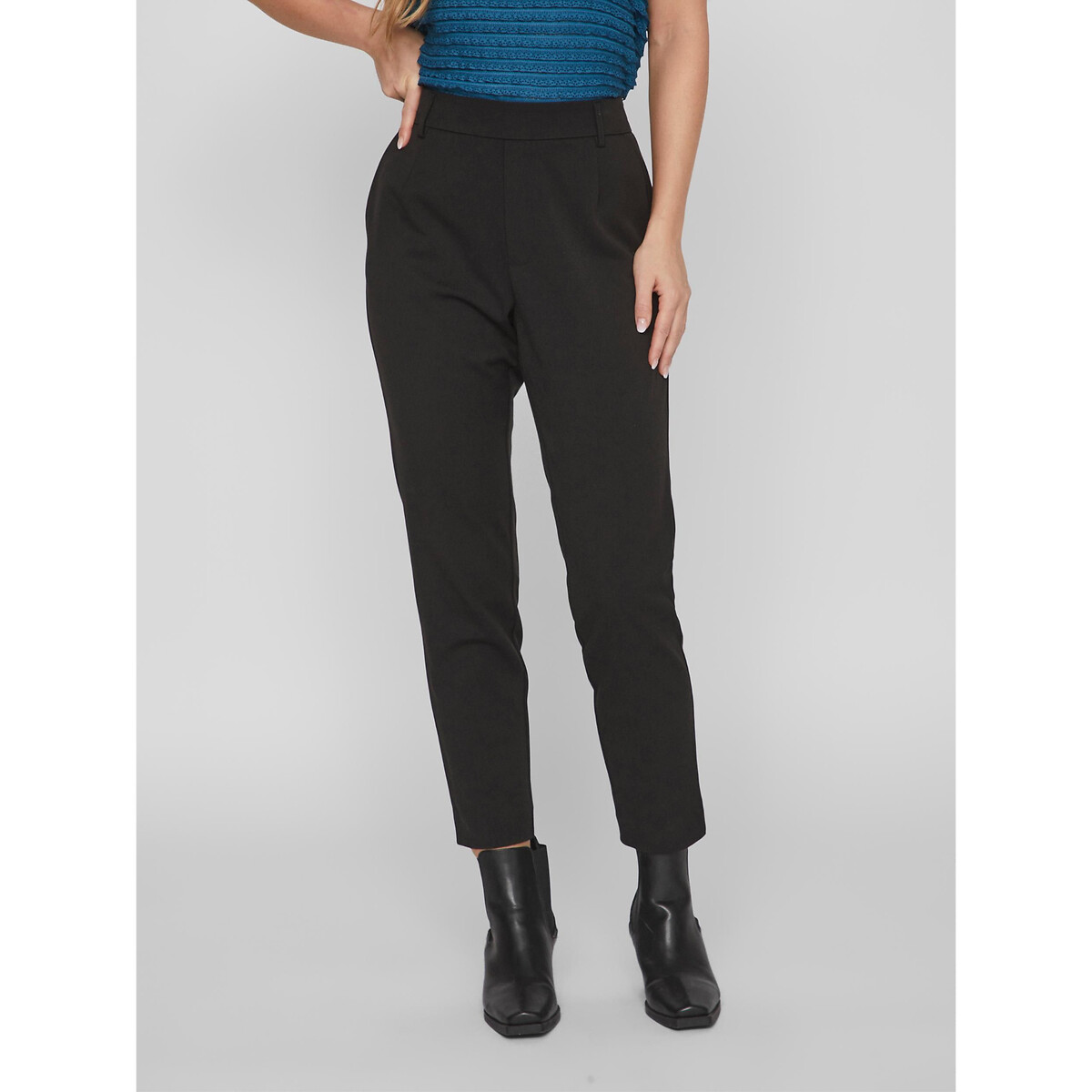 Image of Slim Fit Tailored Trousers with High Waist