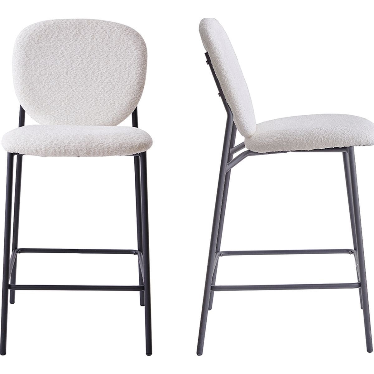Lot de 2 tabourets de bar en tissu bouclette - BETTY, HOMIFAB
