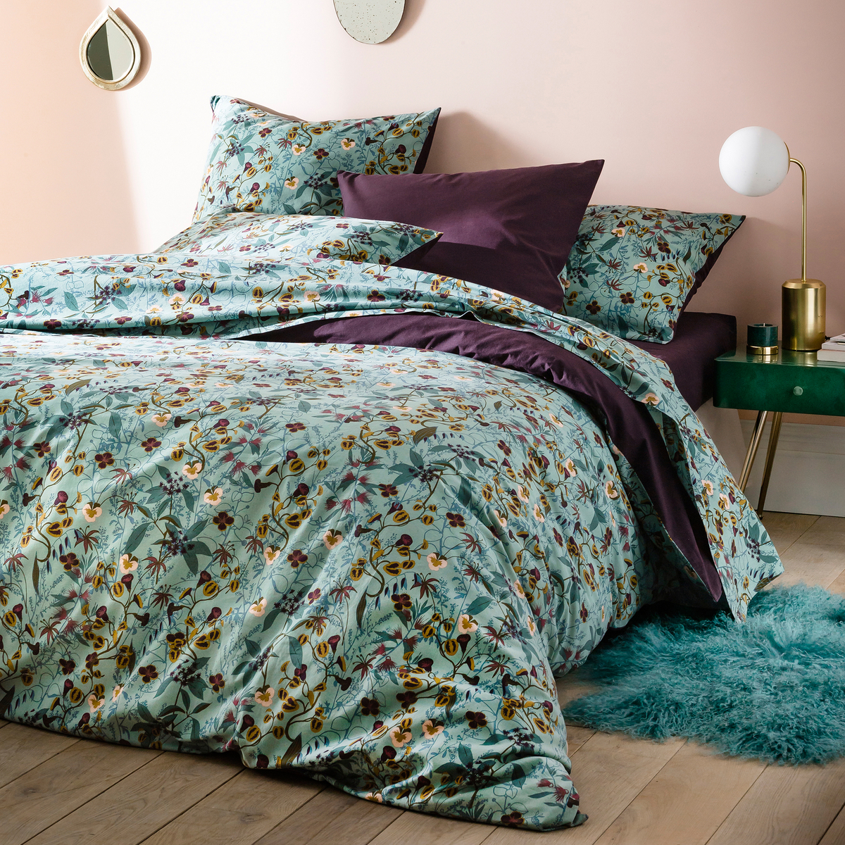 Beronise Floral 100% Washed Cotton Duvet Cover