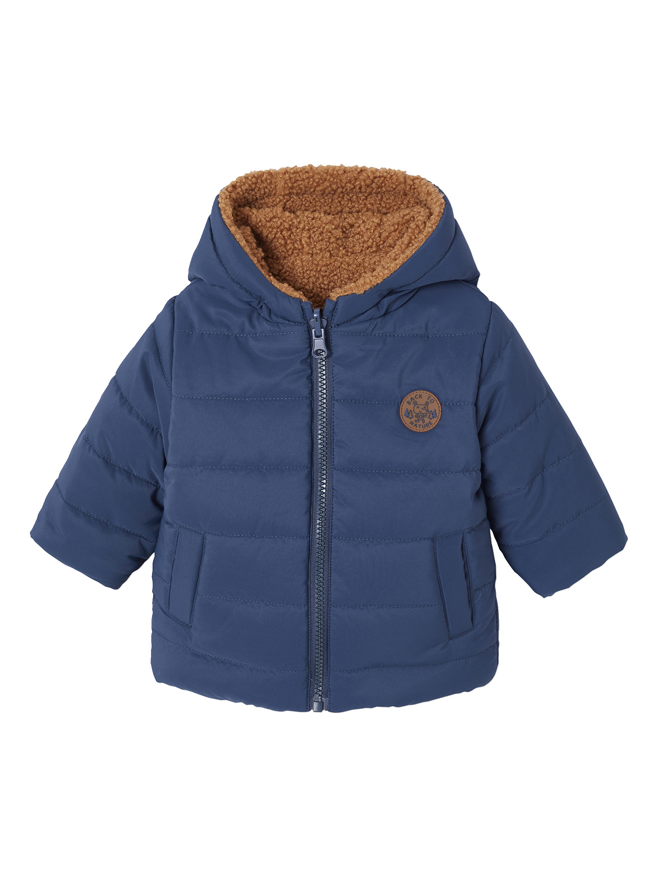 Doudoune à capuche bébé réversible, VERTBAUDET