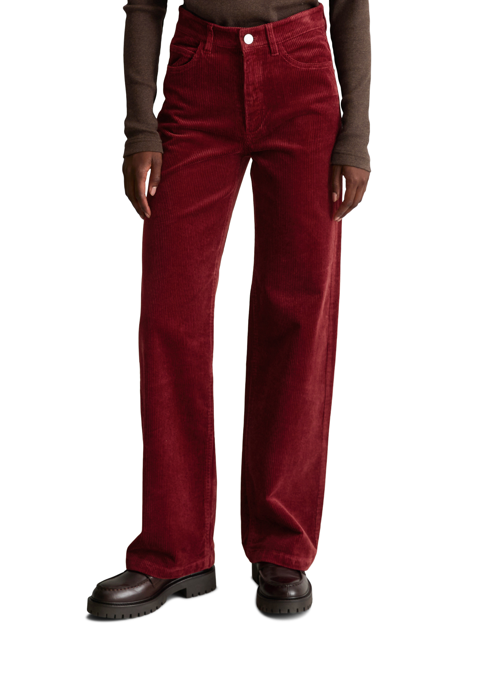 Pantalon en velours côtelé modèle Tomma wide en coton bio extensible, MARC O’POLO DENIM