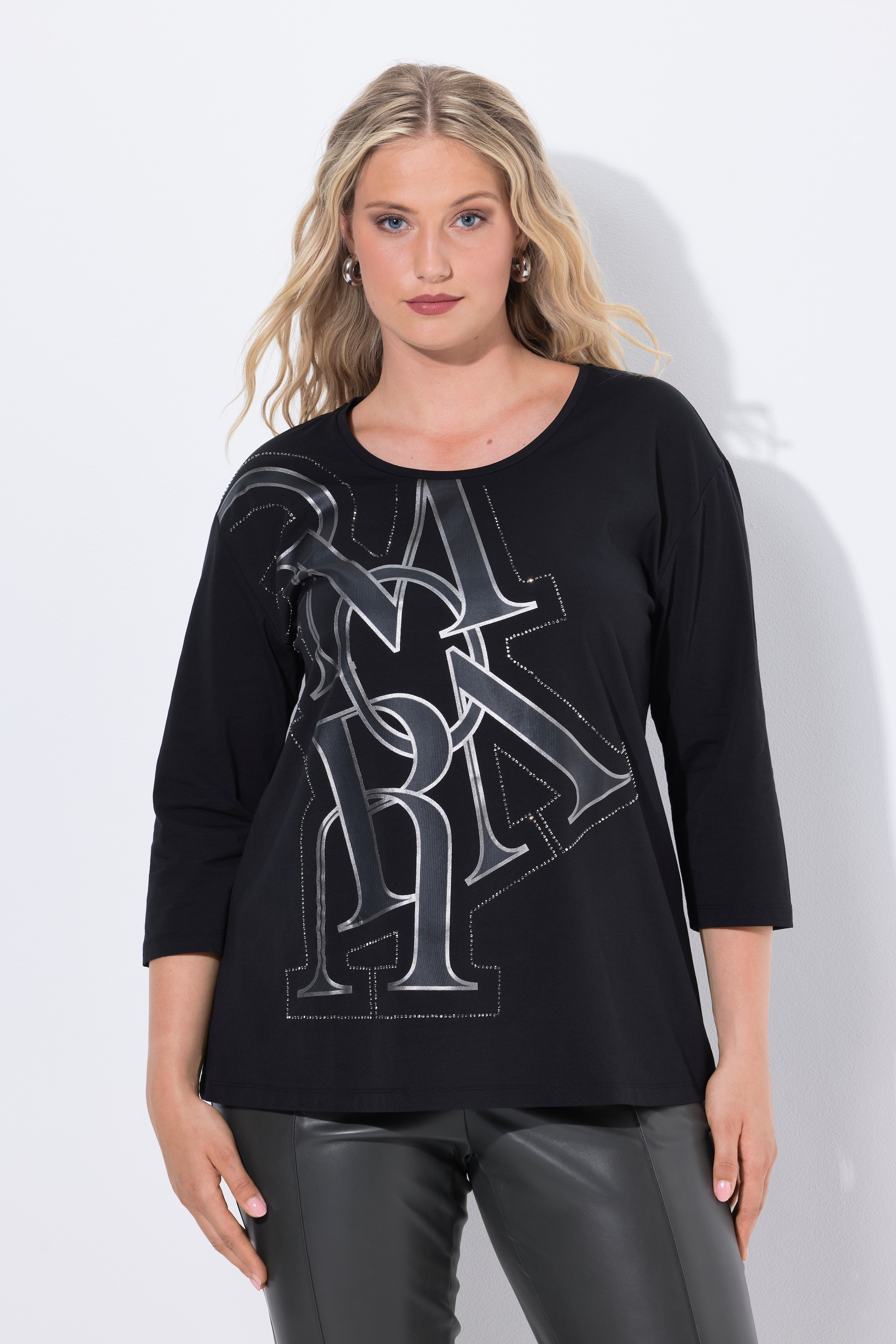 T-shirt oversize à col rond et manches 3/4, ULLA POPKEN