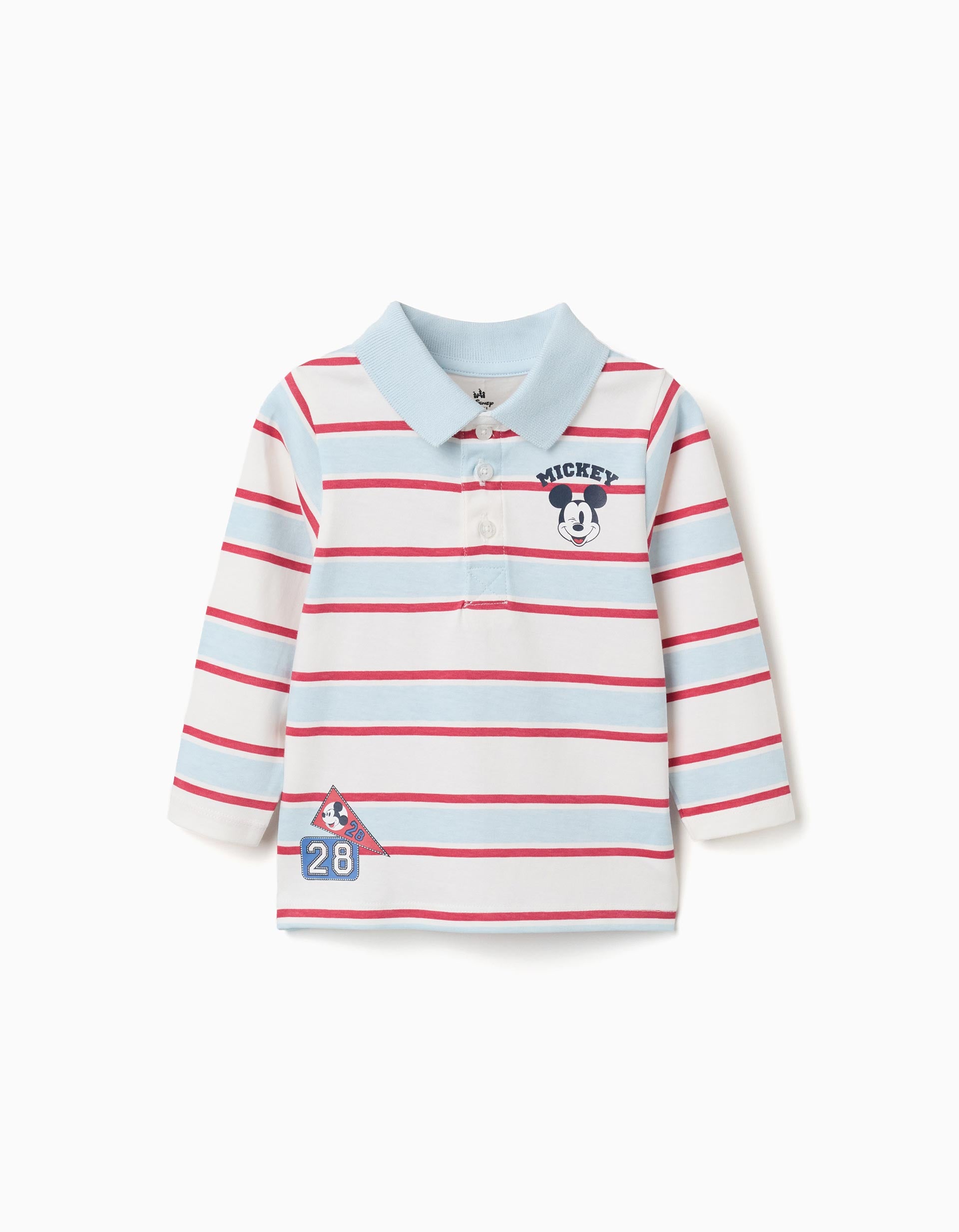 Polo à manches longues à rayures avec imprimé Mickey, ZIPPY