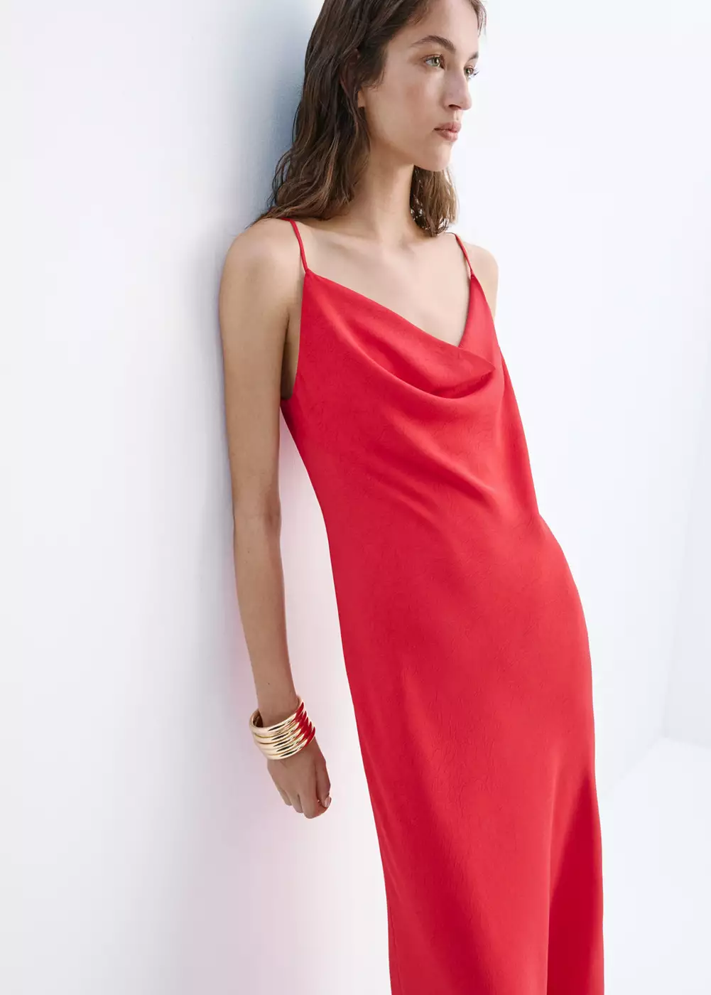 Robe drapée à effet froissé, MANGO