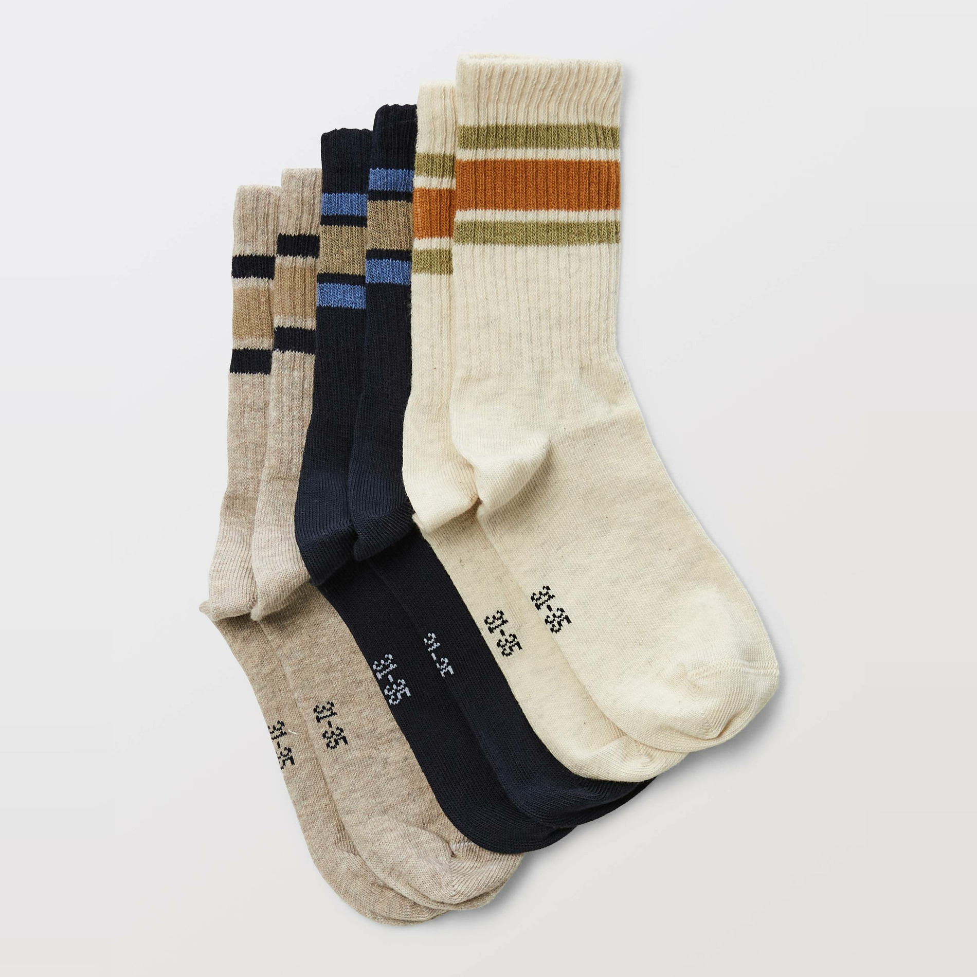 Lot de 3 paires de chaussettes rayées contenant du coton BIO, MONOPRIX