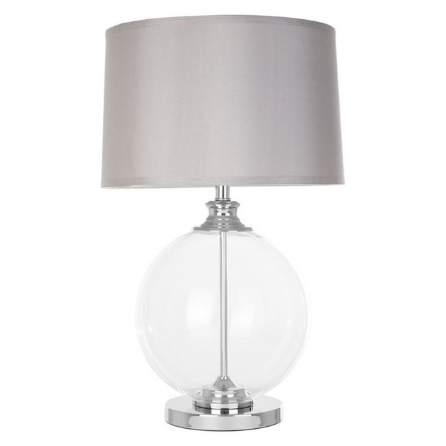 Small Glass Orb with Silk Shade Table Lamp, white, SO'HOME