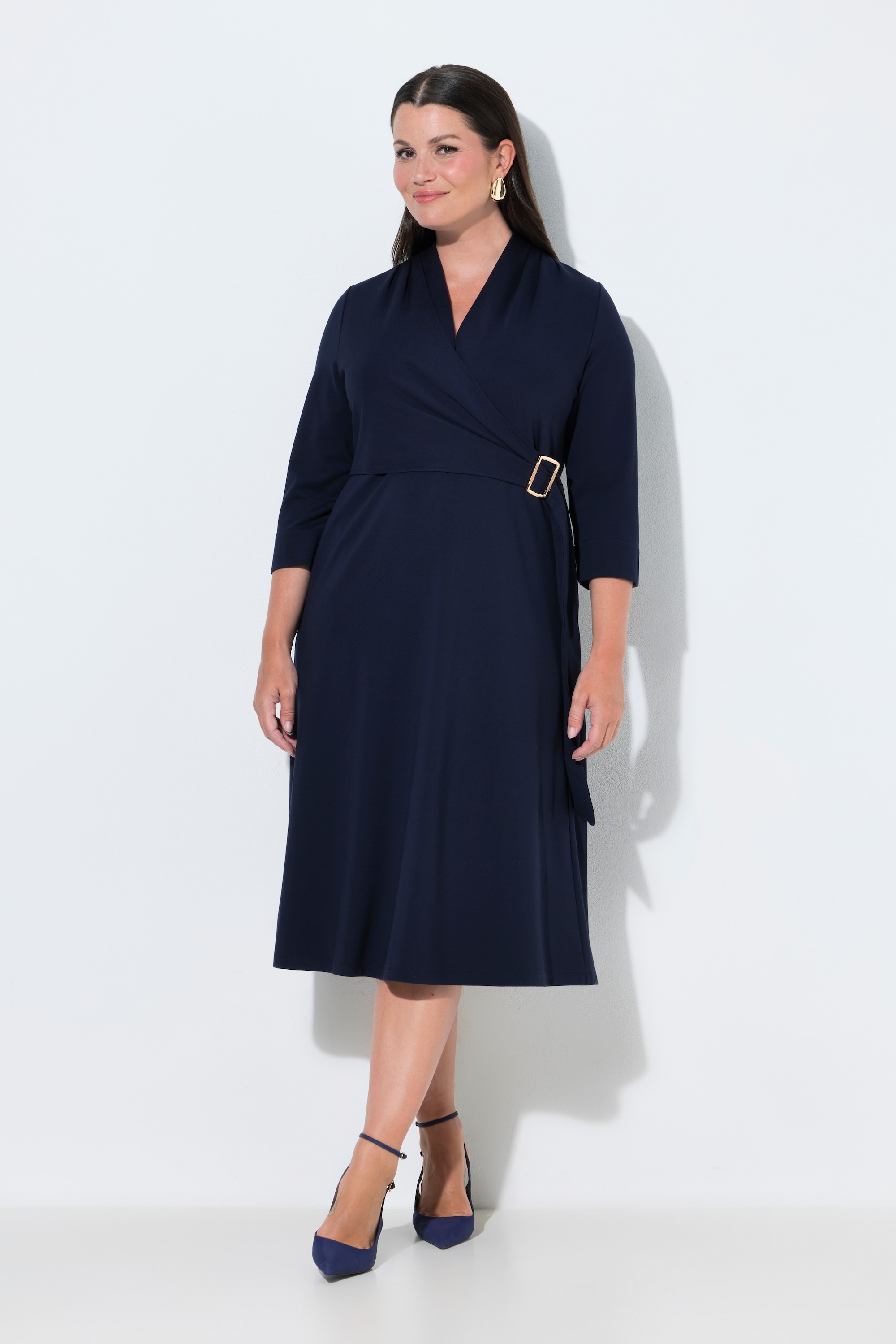 Robe midi effet cache-cœur, coupe évasée, ULLA POPKEN