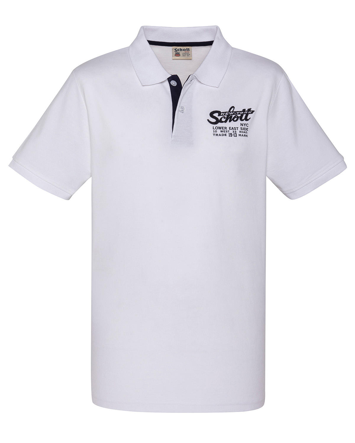 Polo shirt with embroidered logo and contrasting placket, SCHOTT