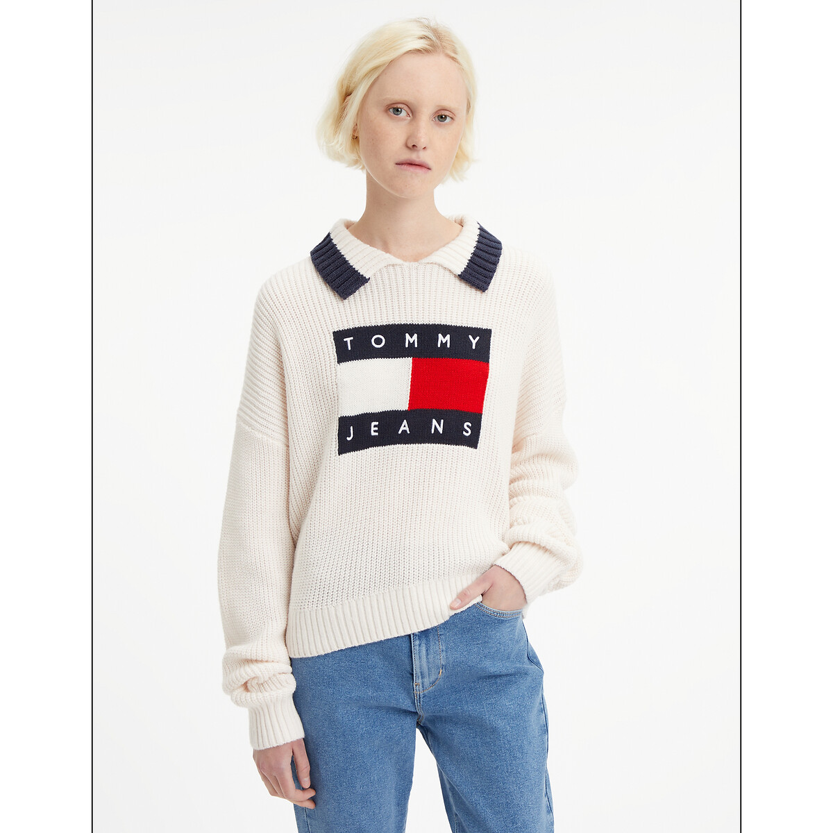 White tommy online jeans jumper