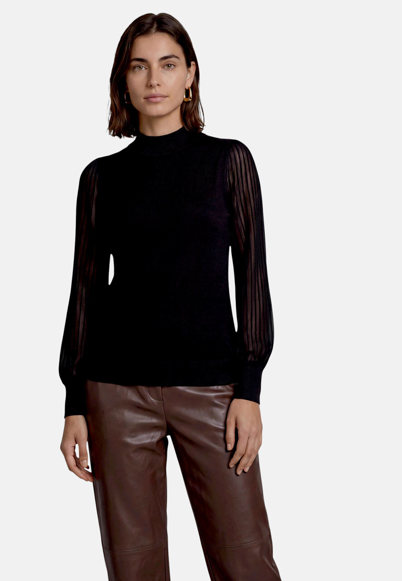 Pull-over en fine maille à manches en dentelle, ZERO