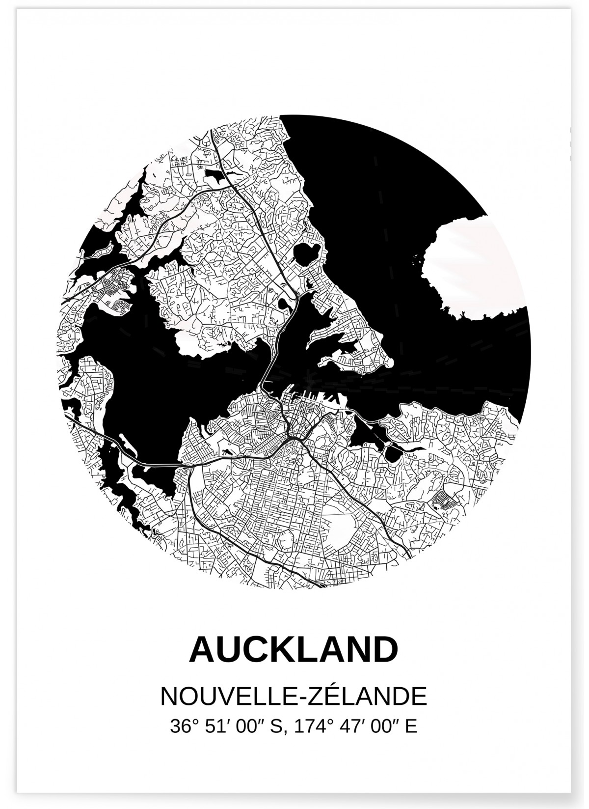Affiche Carte Auckland, L'AFFICHERIE