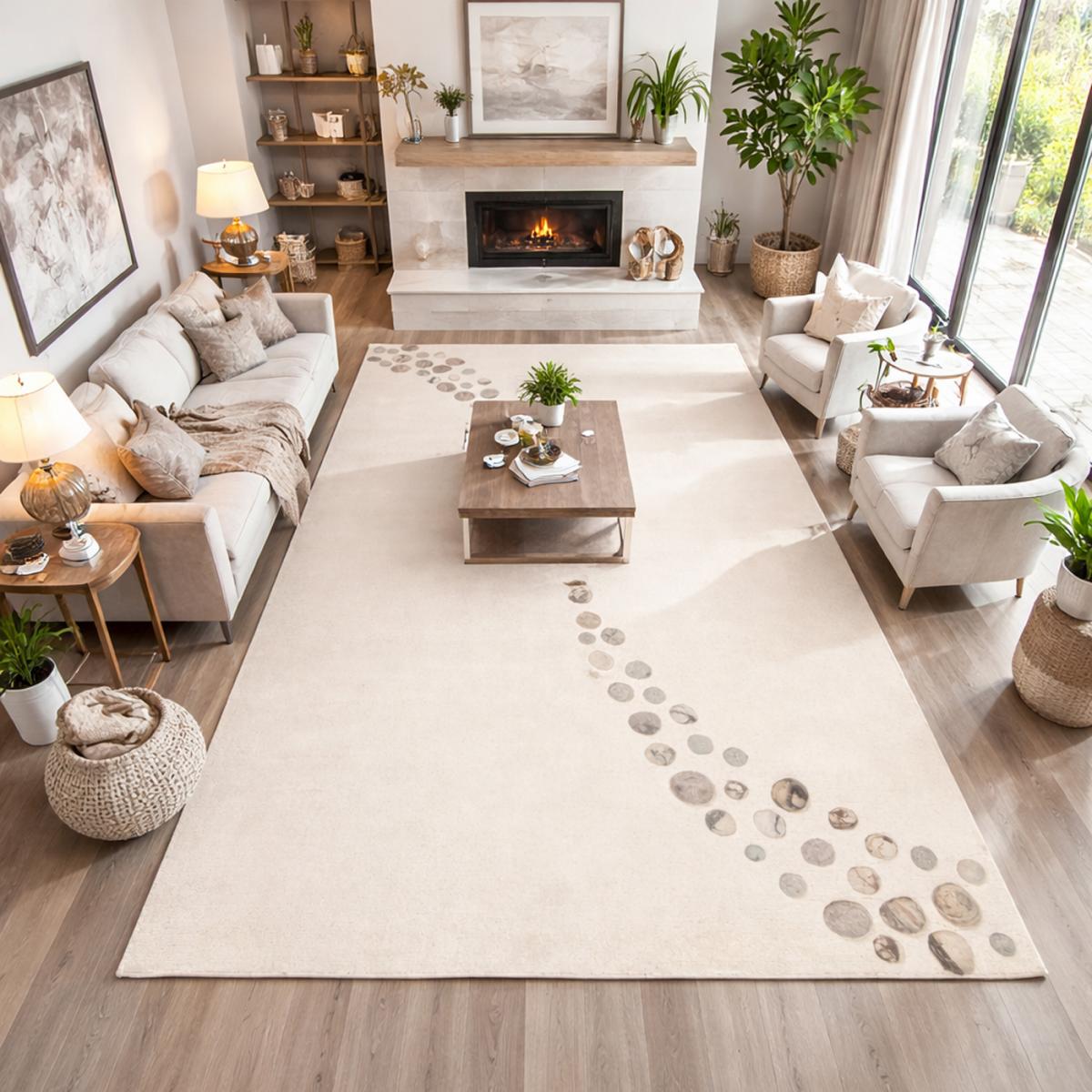 Tapis salon et chambre fait à la main en laine motif simple NOSTRAL, UN AMOUR DE TAPIS